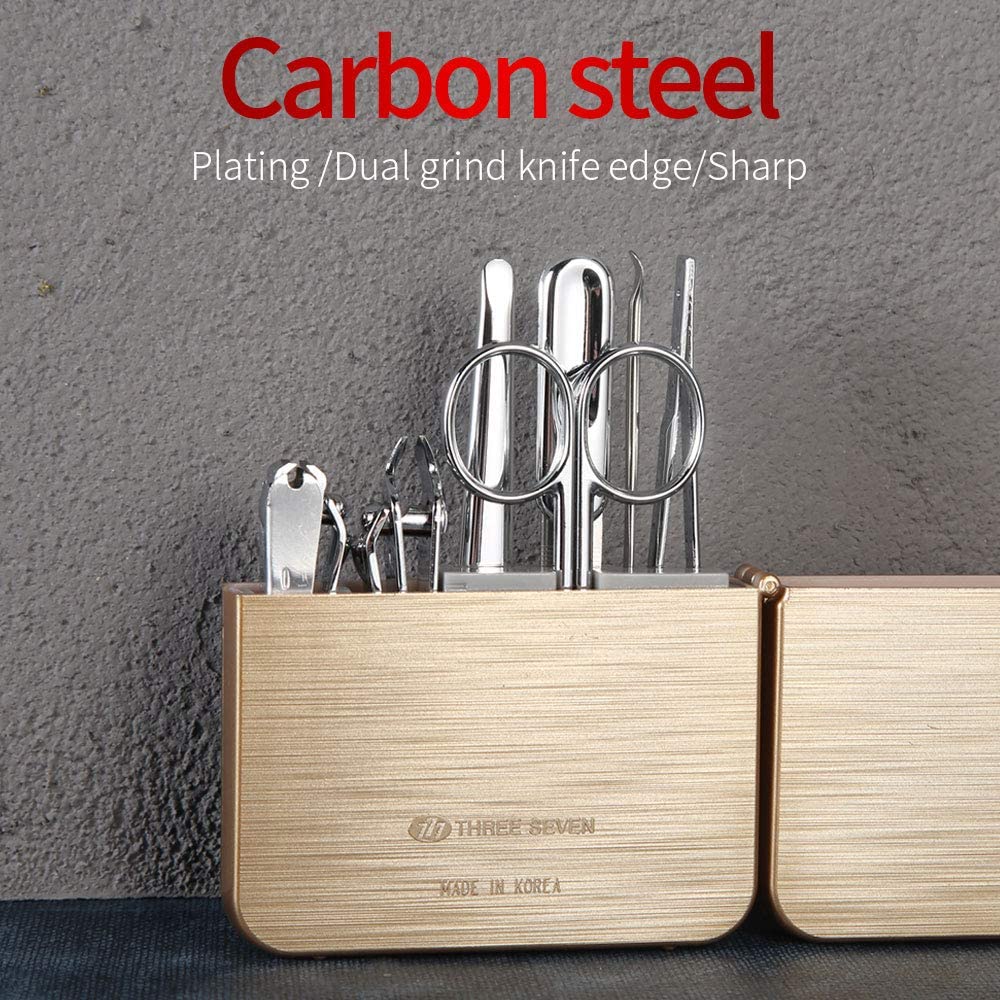 Korean Nail Clipper! World No. 1, Three Seven 777 Travel Manicure Pedicure Grooming Kit Set Made in Korea, Since 1975 (4112GC)