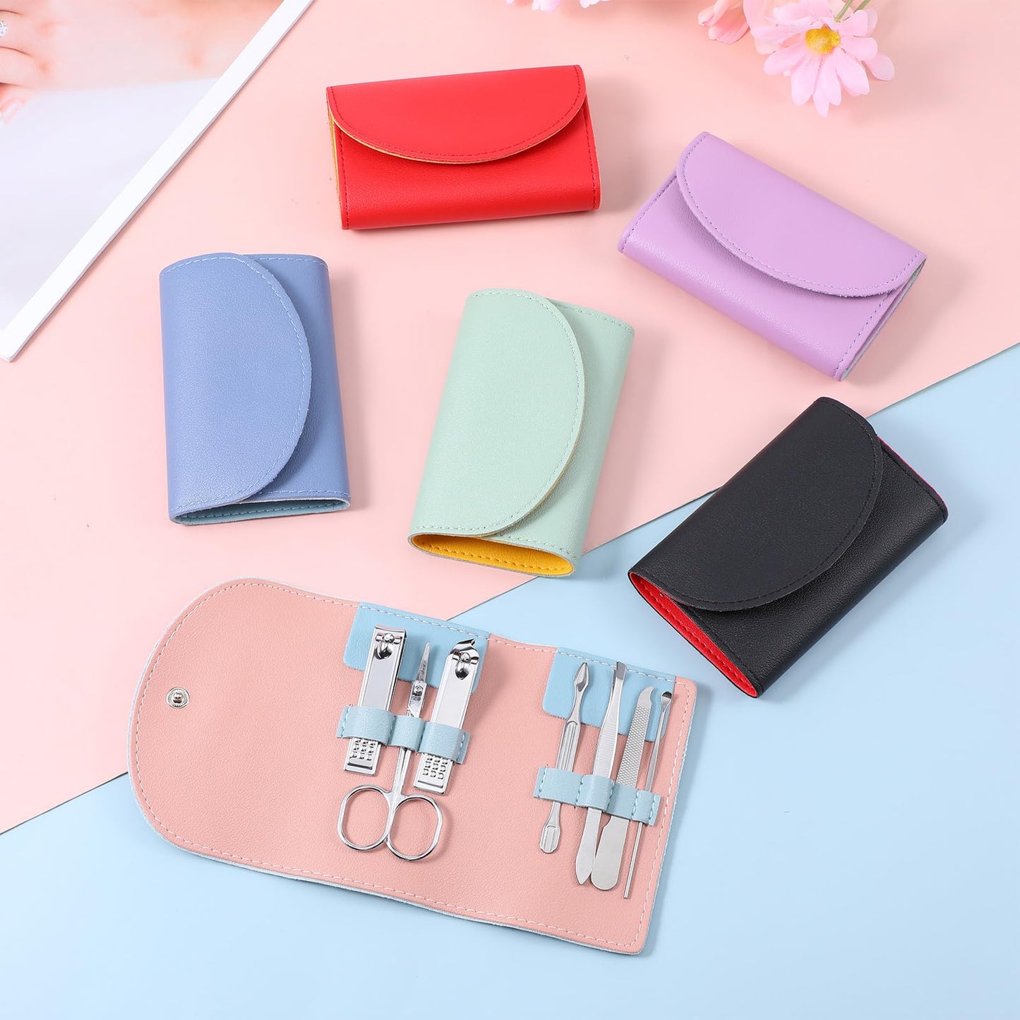 12 Set Mini Nail Clipper Kit Professional Manicure Kit Bulk 7-in-1 Stainless Steel Manicure Set Bulk with Portable Travel Case, Complete Nail Care Pedicure Tools for Women Men Home Salon Use