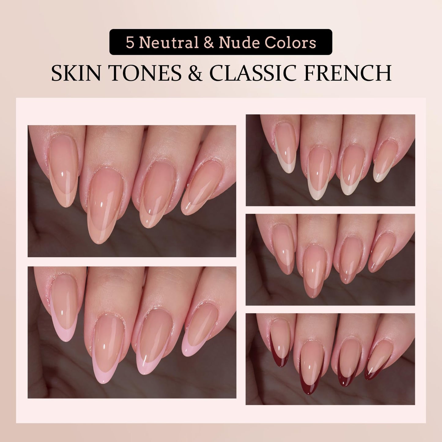 BTArtboxnails XCOATTIPS Press on Nails - French Tip Press on Nails Medium Almond, Skin Tones Soft Gel Nails False Nail Tips, Soak Off Acrylic Nails Extensions