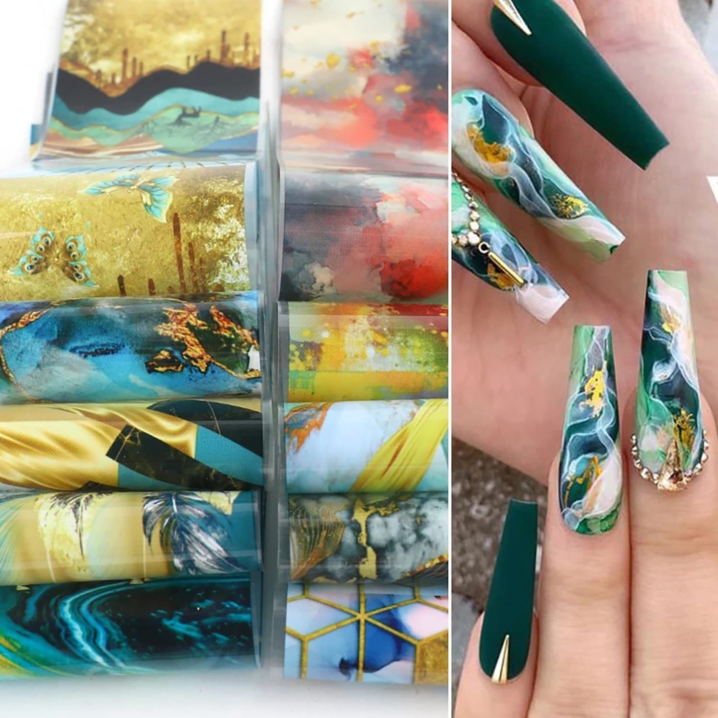Holographic Nail Foil Transfer Stickers, Marbling Polish Sheets, Sky Starry Paper Foils, Flower Supplies for Glue Polish, Women Manicure Film Decorations