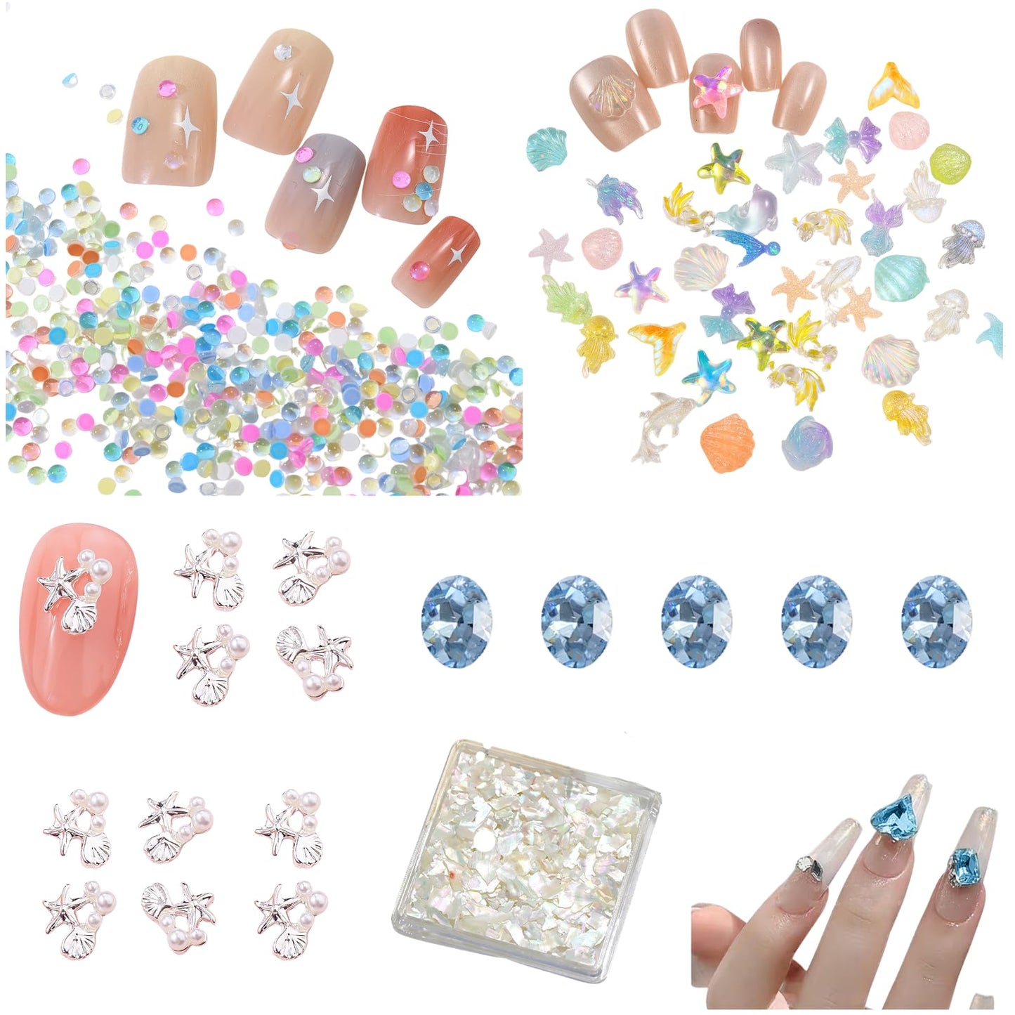 Nail Client Loyalty Reward Card + Ocean Nail Charm Bundle