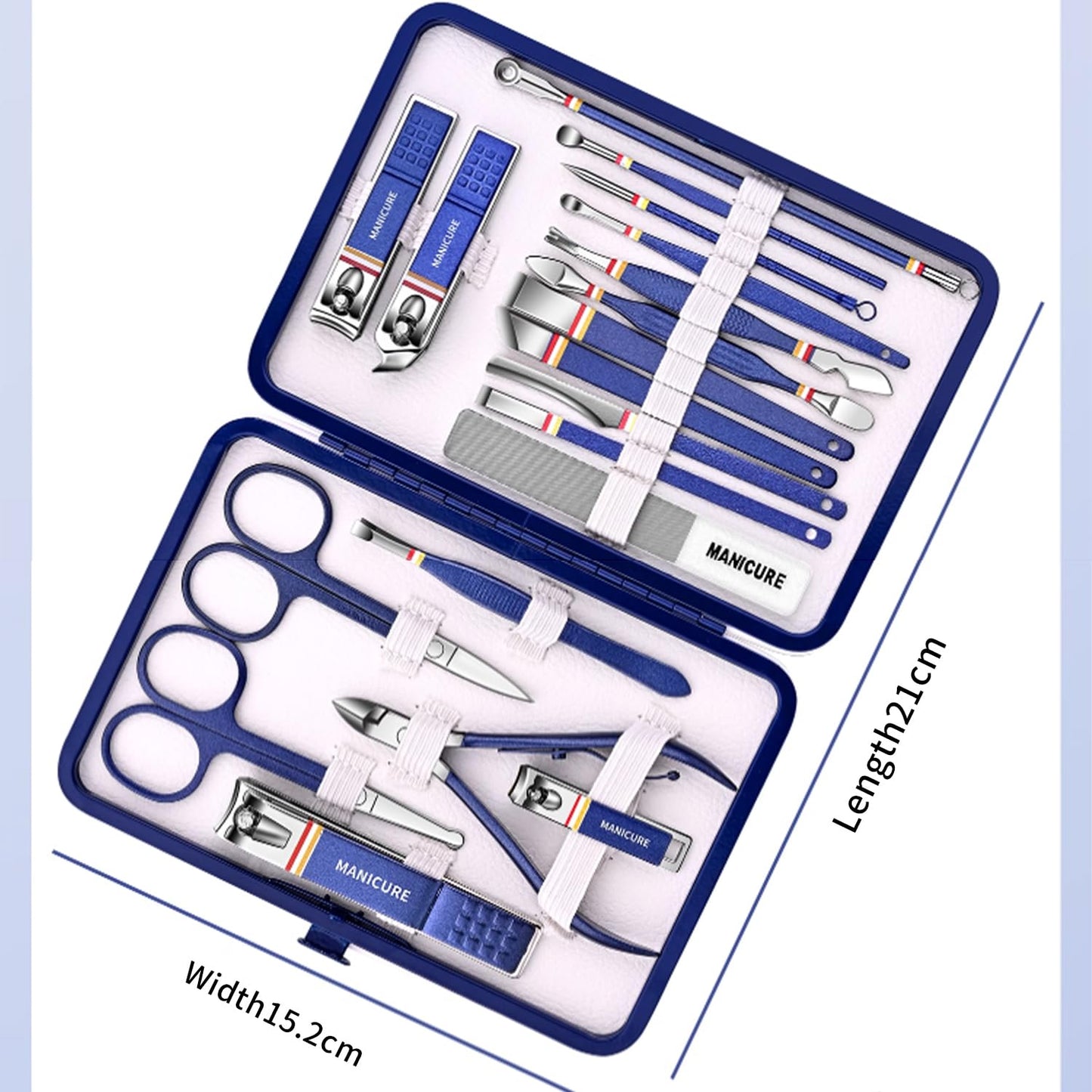 Nail Clippers Set - 19 Piece Manicure & Pedicure Kit, Stainless Steel Fingernail & Toenail Tools with Luxurious Travel Case for Men & Women