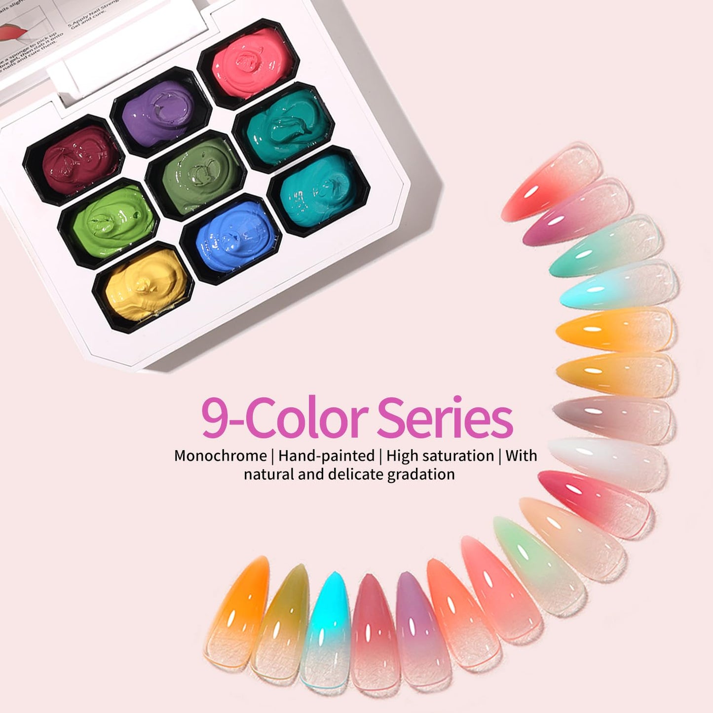 AOBOO Ombre Gel Nail Polish with Metal Grabber,100pcs Nail Sponges for Nail Pat Painting Gradient Blooming gel ombre & pat paint for nails Multistyle French Manicure Nail Art