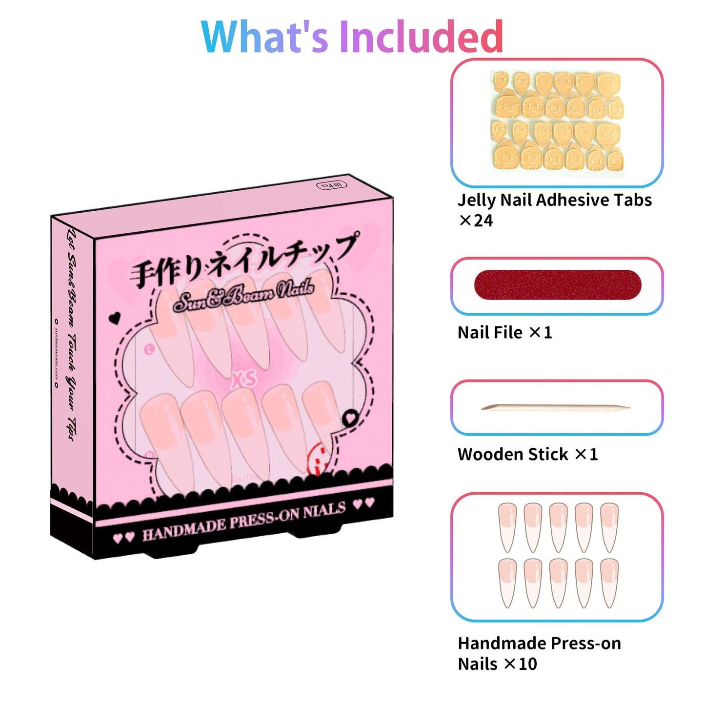 Sun&Beam Nails Handmade Press-on Short Coffin Ballerina White Yellow Y2K Sweet Summer Design Fashion False Nail Tips 10 Pcs Set (#272 M)