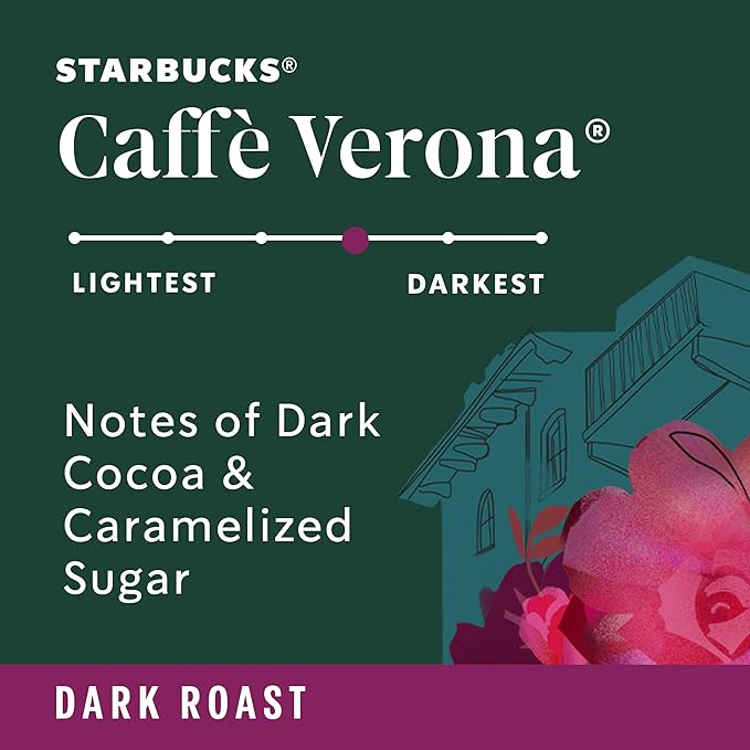 Starbucks K-Cup Coffee Pods, Dark Roast Hot or Iced Coffee, Caffè Verona, 10 Keurig Pods
