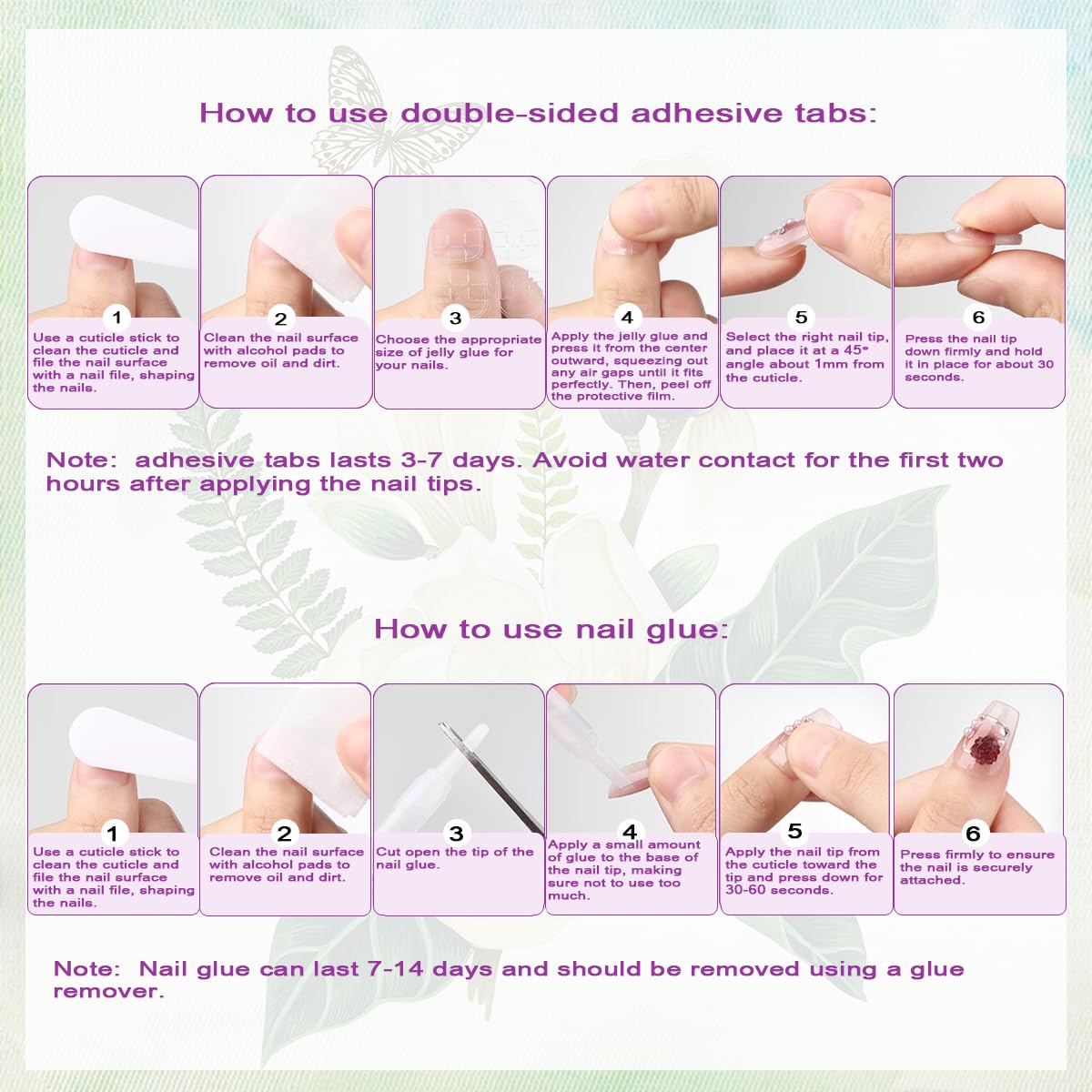 Handmade Press-On Nails Short Almond Nails Reusable Hand-Painted Nails Including Tool Kit 10 Piece (SHN037-S, S)