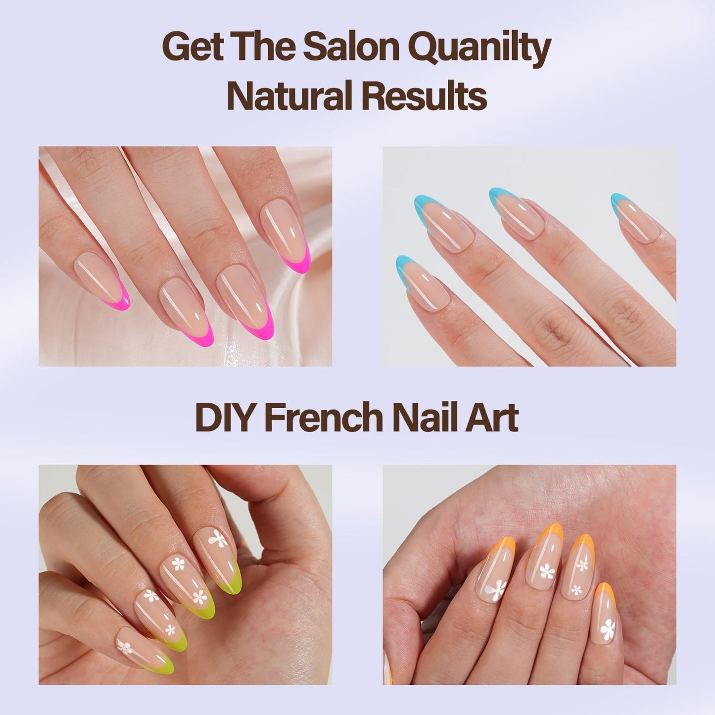 Misssix XBASICTIPS French Tip Press On Nails, 300Pcs Medium Almond French Gel Nail Tips, Soft Gel Pre-shaped No Need to File 3 in 1 Tips, Fake Nails for Nail Art DIY Extension Designs 15 Sizes