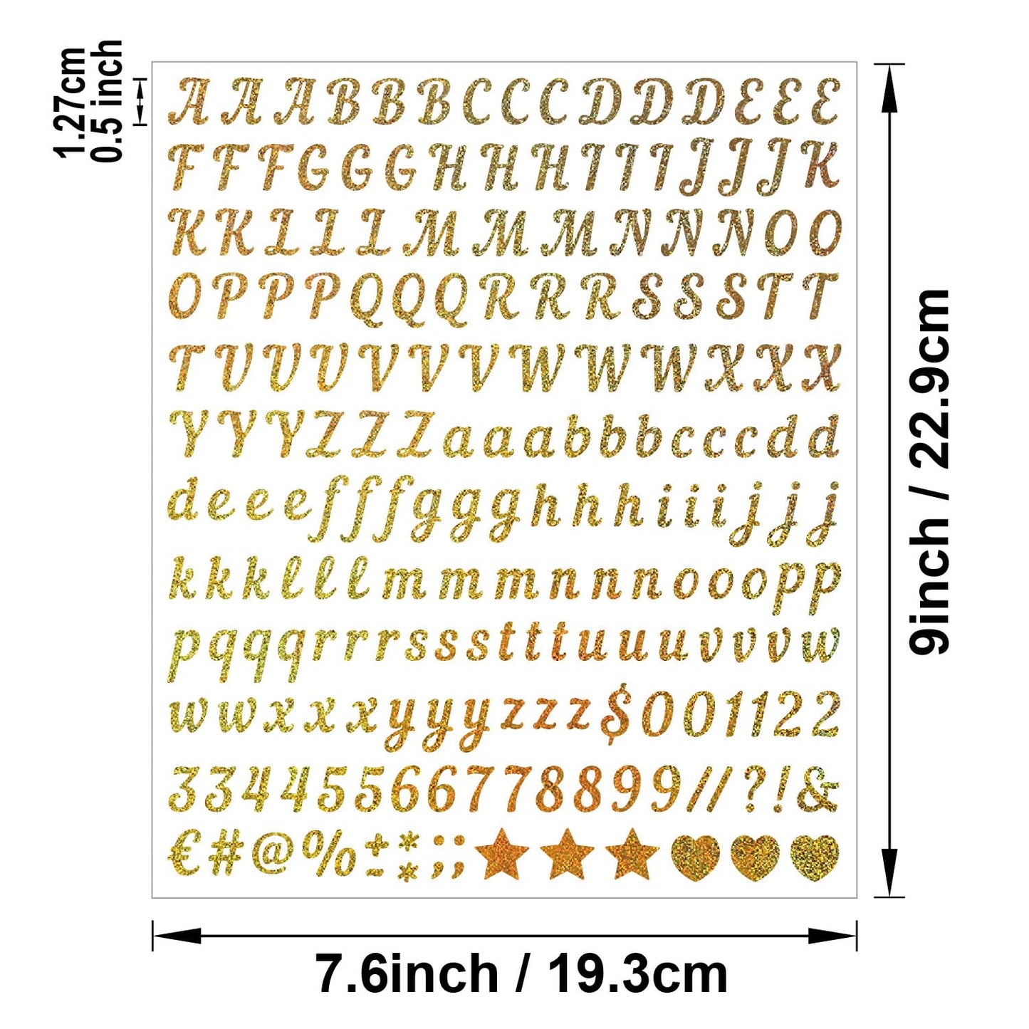 0.5 inch Small Letter Sticker, Golden Vinyl Self Adhesive Alphabet Number Stickers Stick On Letters Alphabets ABC Stickers for DIY Crafts Art Making, Decals for Sign,Notebook, Classroom Decor（Golden）