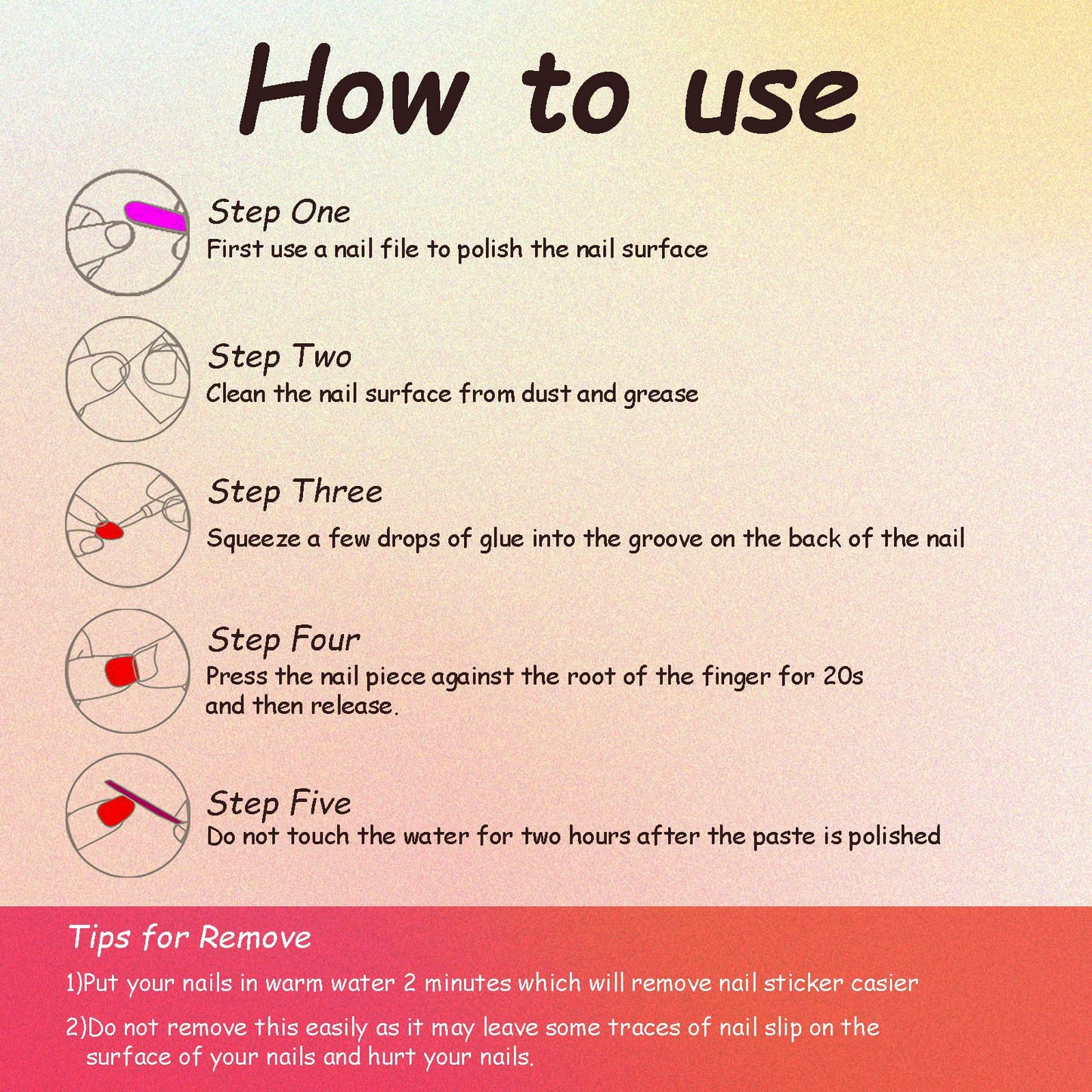 SINHOT French Tip Round Press on Naills Medium Fake Nails Heart Glue on Nails Orange Glossy False Nail Full Cover Oval Acrylic Nail for Women & Girls 24Pcs
