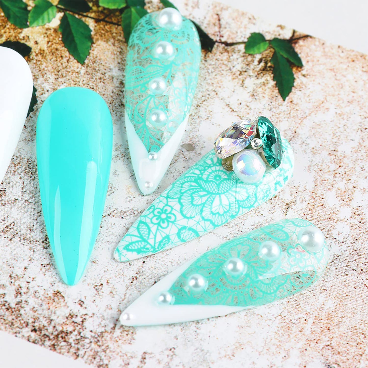 Holographic Nail Foil Transfer Stickers Decals, Lace Flowers Nail Polish Sheets Sky Starry Paper Transfer Foils Floral Leaf Nails Supplies for Nail Transfer Glue Women Manicure Nail Film Decorations