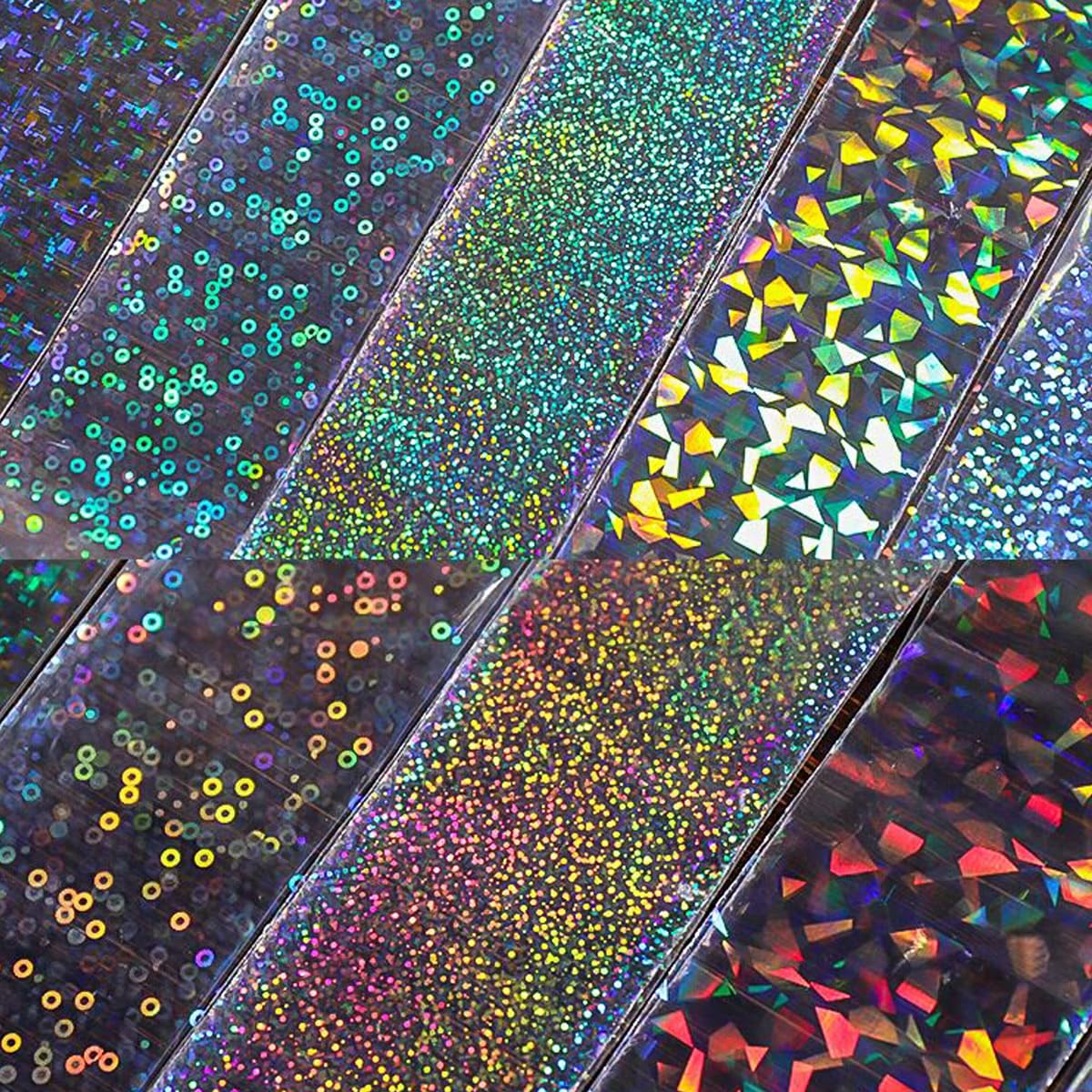 10Pcs Aurora Nail Foil Laser Nail Transfer Foil for Long Short Acrylic Nails Starry Sky Holographic Nail Art Stickers DIY Manicure Decoration Design Stickers Decals for Women