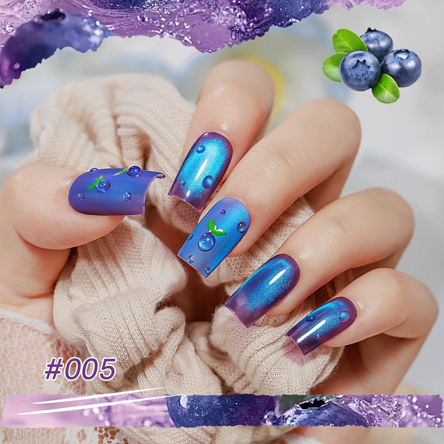 MIZHSE Cat Eye Gel Nail Polish, Fruit Colors Magnetic Gel Polish Set with Magnet, Neon Cateye Effect Green Purple Yellow Soak Off Nail Art Manicure Home Gift for Ladies
