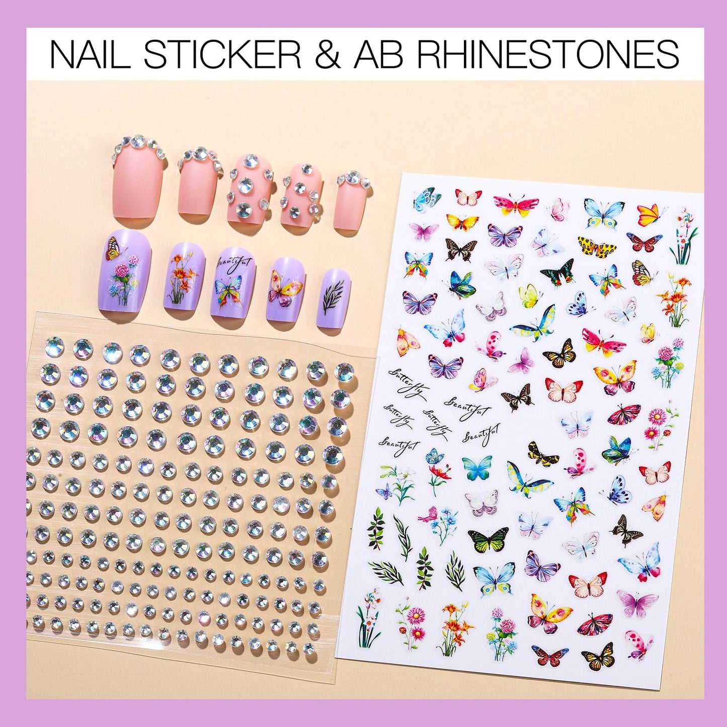 Teenitor Press on Nails Medium Square, 24Pack 576Pcs Press on Nail Kit with Glue, French Tip Nail Press ons Fake Nails for Women, Glitter Matte Glossy Stick on Nails for Nail Art Girls