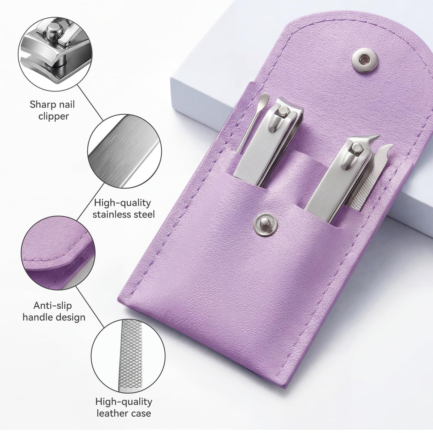 RISESAILS 20-Piece Complete Nail Care Kit, Professional Manicure Set with Stainless Steel Tools for Home Use, Travel & Gifts | Portable Nail Clipper Kit in Purple Case(Purple)
