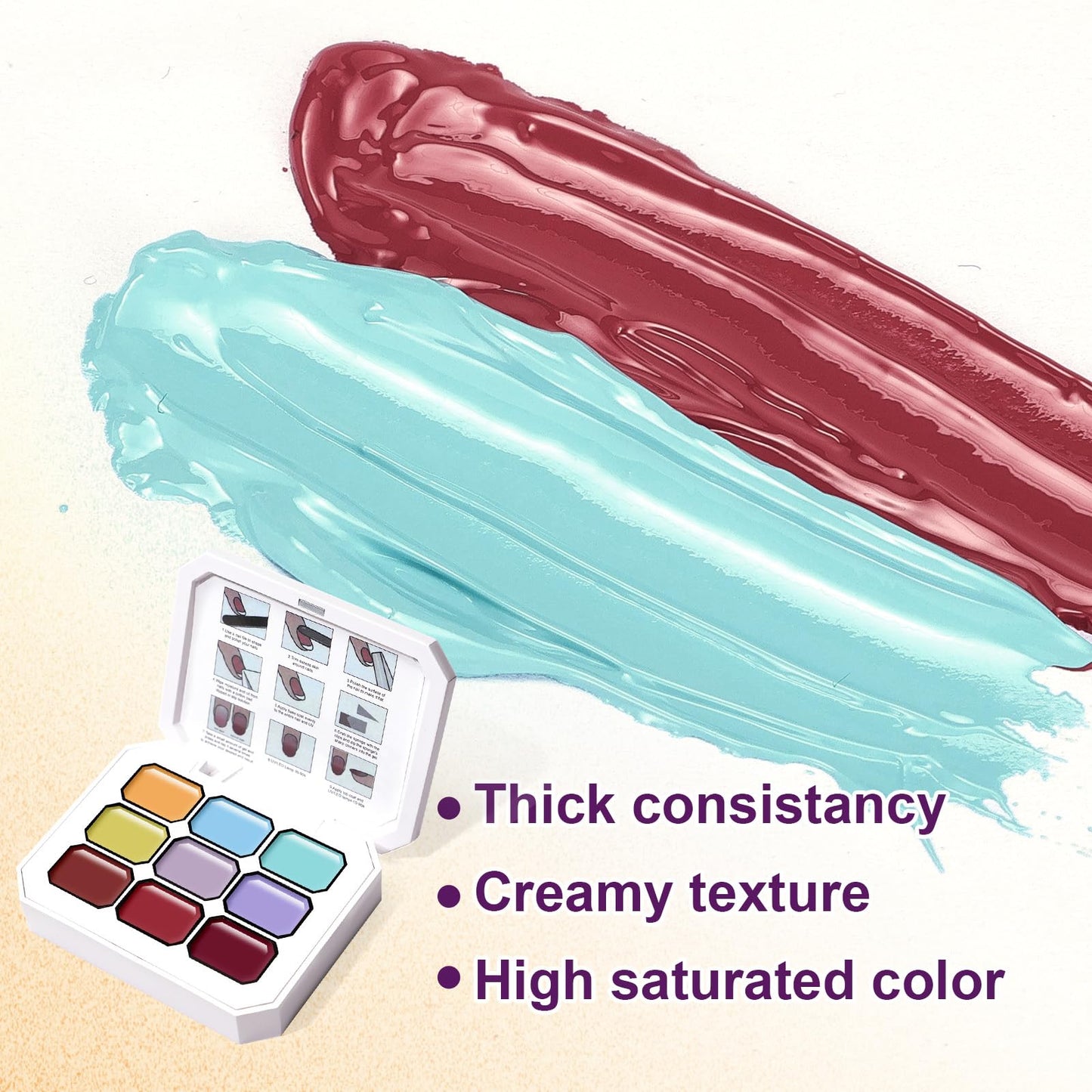 U-Shinein Gradient Painting Gel, 9 Colors Ombre Gel Nail Polish Summer Hot Bule for Pigment Pat Nails Aura Nails, French Manicure DIY Nail Art Soak of UV Palette Bechside Candy