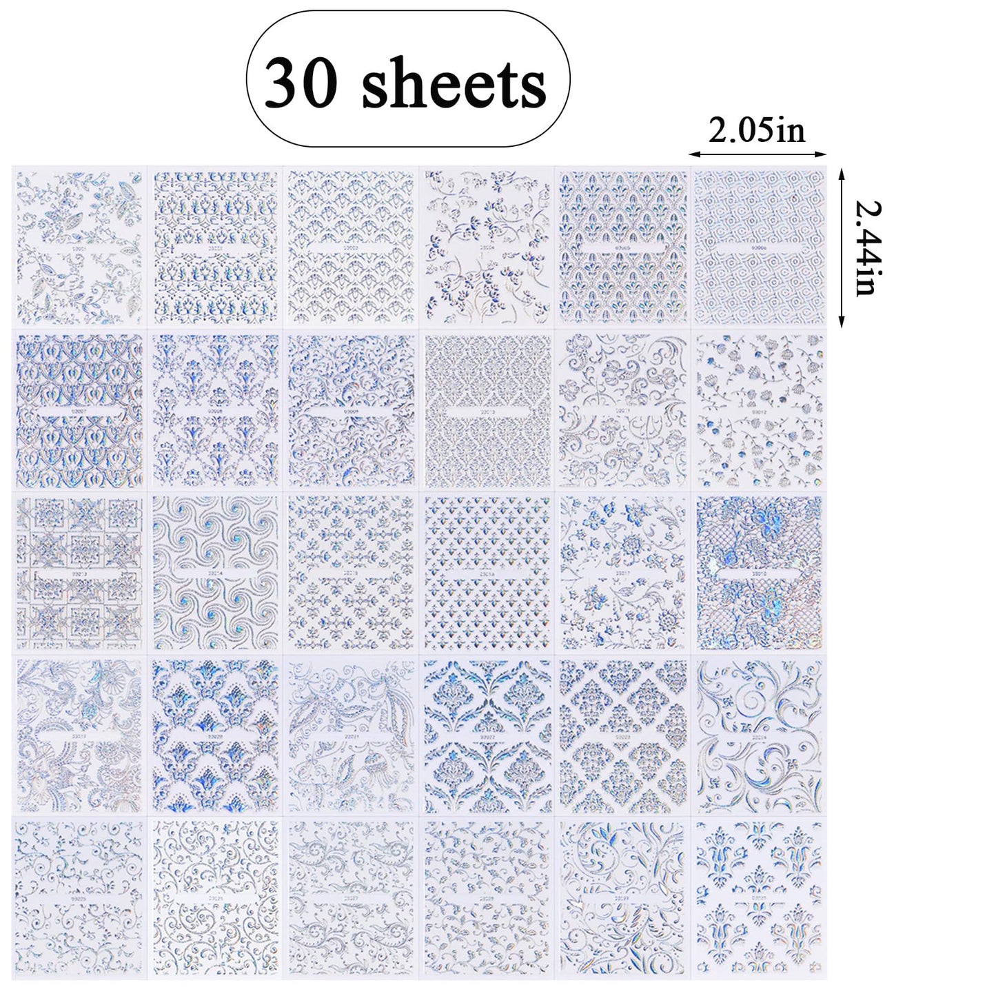 WEIXIWUYU Laser Silver Hollow Retro Floral Vine Nail Art Stickers Laser Silver Lace Design Nail Supplies 3D Self-Adhesive Nail Stickers for Women Girls DIY Manicure Slider Decorations 30 Sheets
