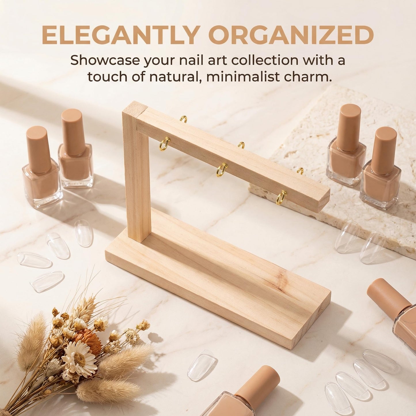 Teruyol Nail Swatch Sticks Display Stand Storage Manicure Tool Gift Organizer Rack for Women Home False Nails Sample Tips, T 19.8x6x19.5cm