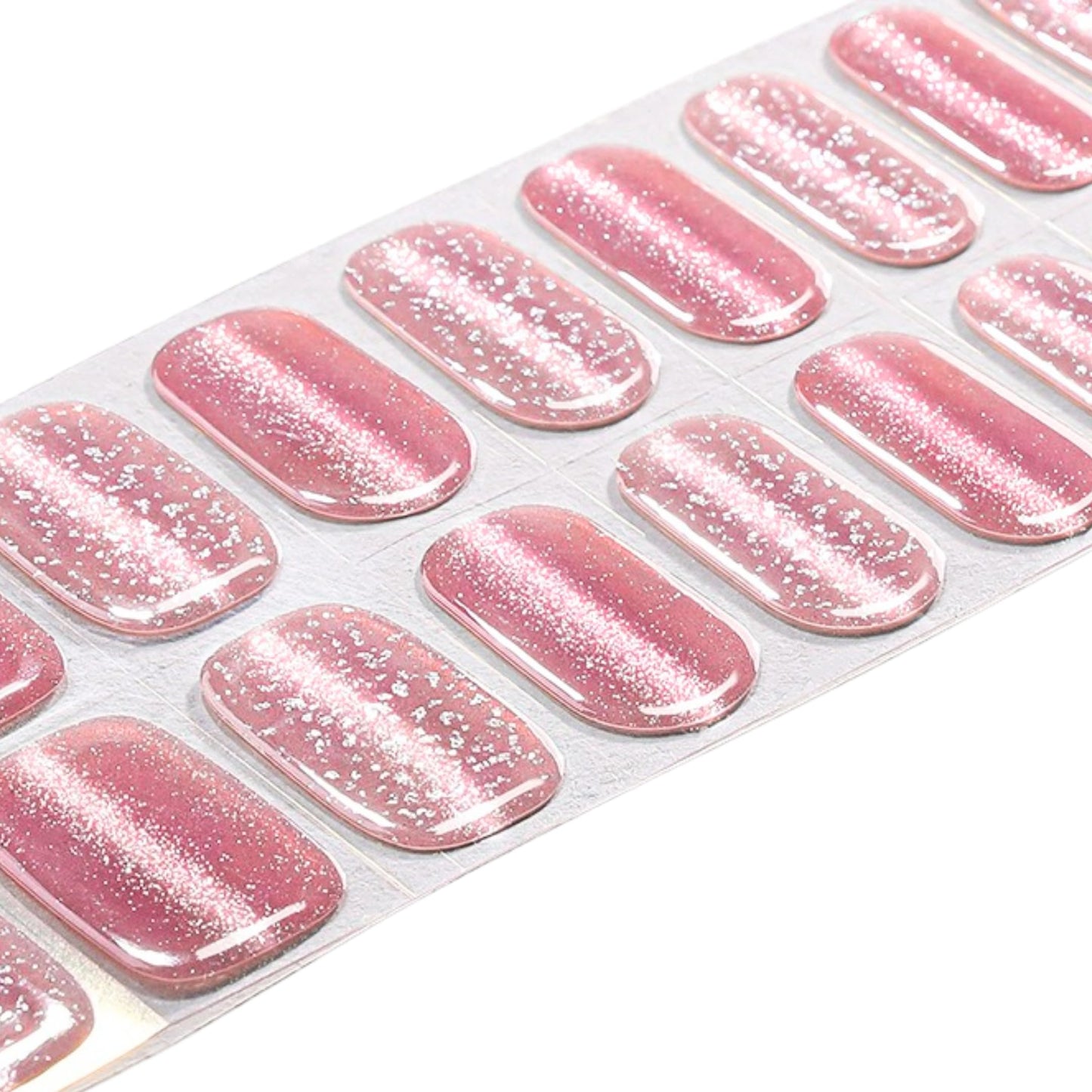 Silk Aura Nail Foils, Self-Adhesive Gel Nail Strips, No UV Needed, Glitter Shiny Pink Nail Stickers, Waterproof, Long-Lasting, Natural Manicure Design for Fingers & Toenails