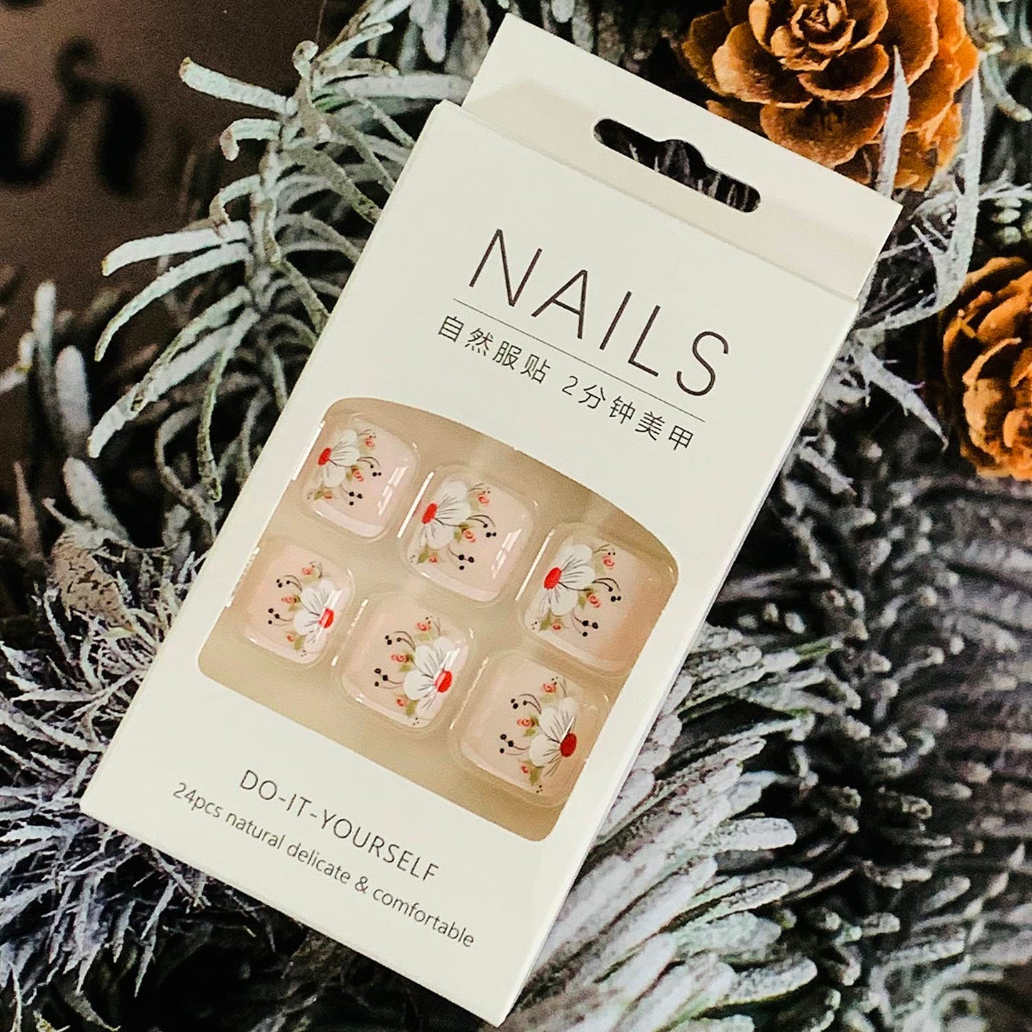 Artificial Acrylic Fake Nails for Toe, Full Cover Reusable False Toenails with Designs, Stick on Toenails for Women, Toe Press on Nails with Designs, Peel and Stick Nail Polish Designs for Toe