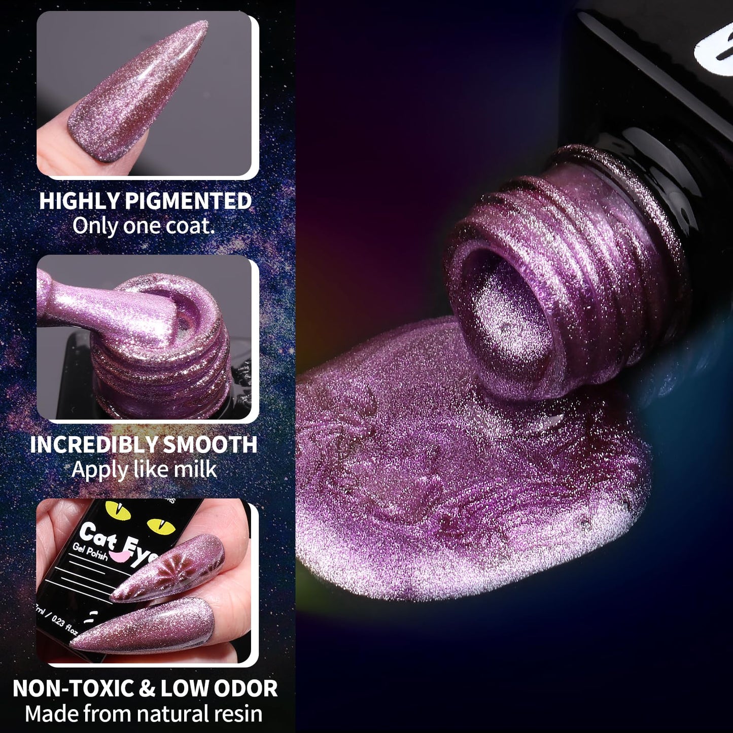 Clara Colors Magnetic Nail Polish - 20 Colors Cat Eye Gel Polish Kit Holographic Glitter Cat Eye Nail Polish with 4 Magnet, Black White Base Top Coat Gel Soak Off LED Manicure Salon DIY Art Gifts