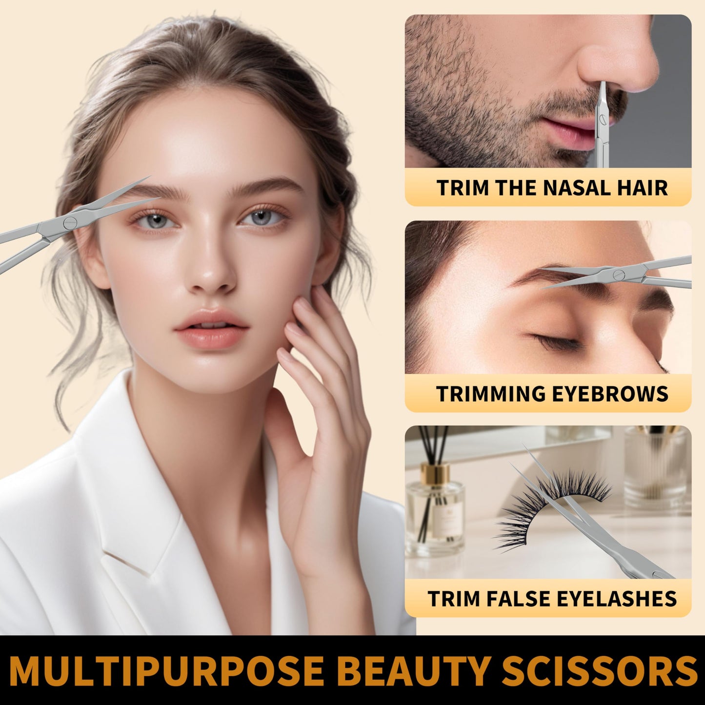 OFIDUS Tweezers for Women Facial Hair, 4 in 1 Eyebrow Kit with Tweezers, Eyebrow Trimmer Scissors, Razor, Style Leather Travel Case, Hair Plucking Daily Beauty Tools