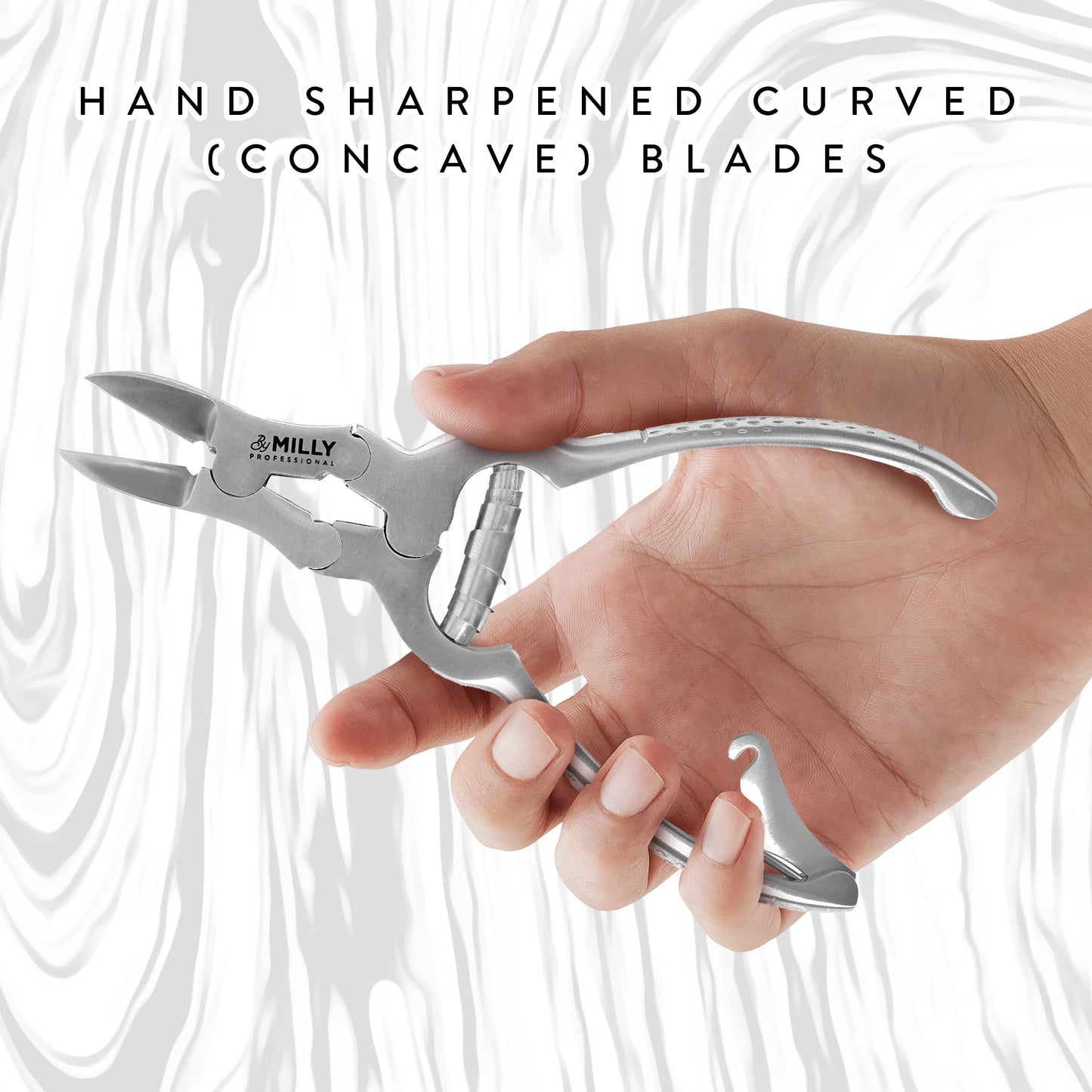 By MILLY High Carbon Steel Professional Nail Clippers for Seniors & Podiatrist Toenail Clippers | Hammer Forged to Trim Thick or Hard Toenails | Heavy Duty Toenail Clippers for Thick Toenails (Silver)