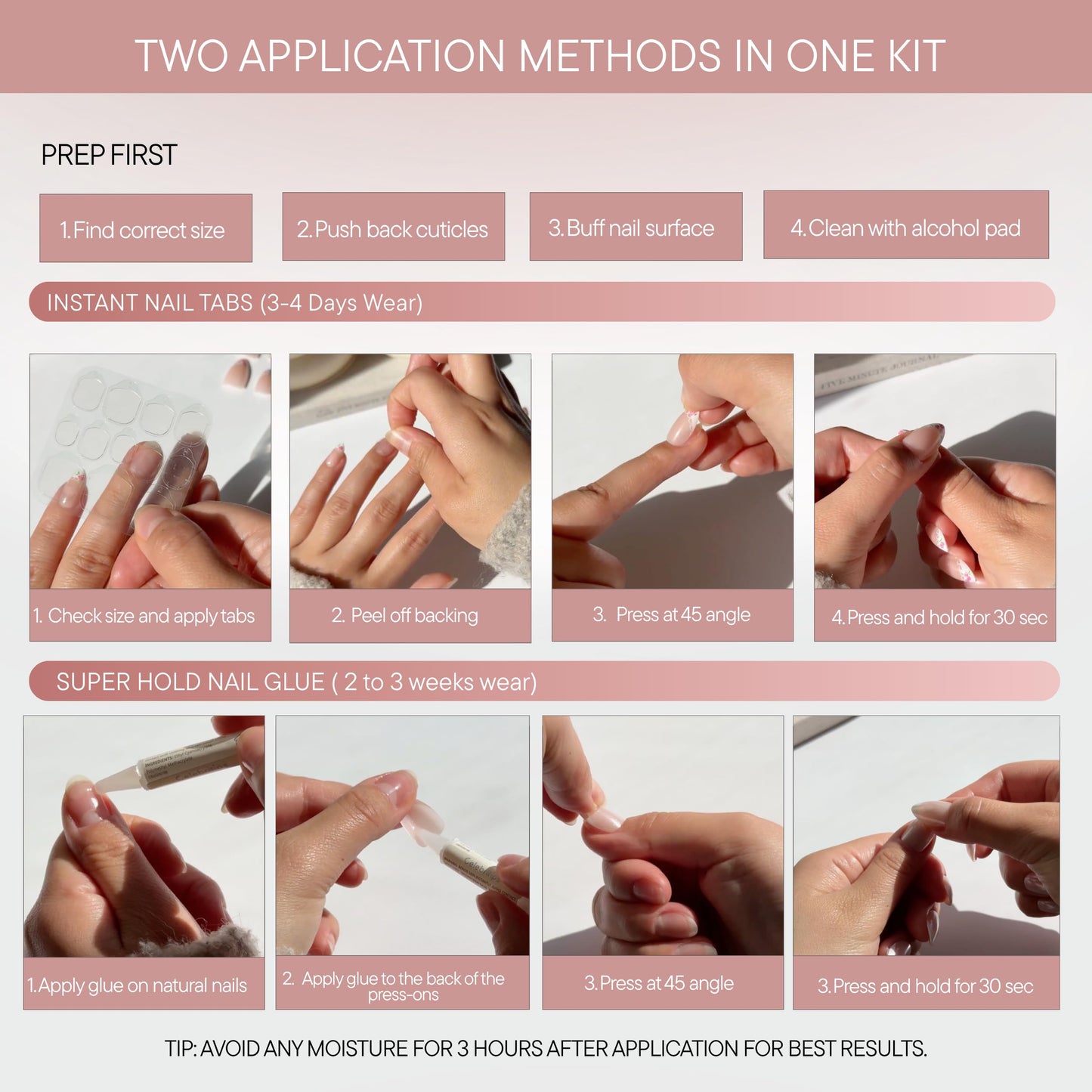 Celebritips Nail Art Press-Ons | Cinnamon Powder, Short Almond Nails, Reusable, Salon Quality Fall Nails | 16 sizes - 32 Nails Kit with Super-hold Nail Glue and Sticky Tabs