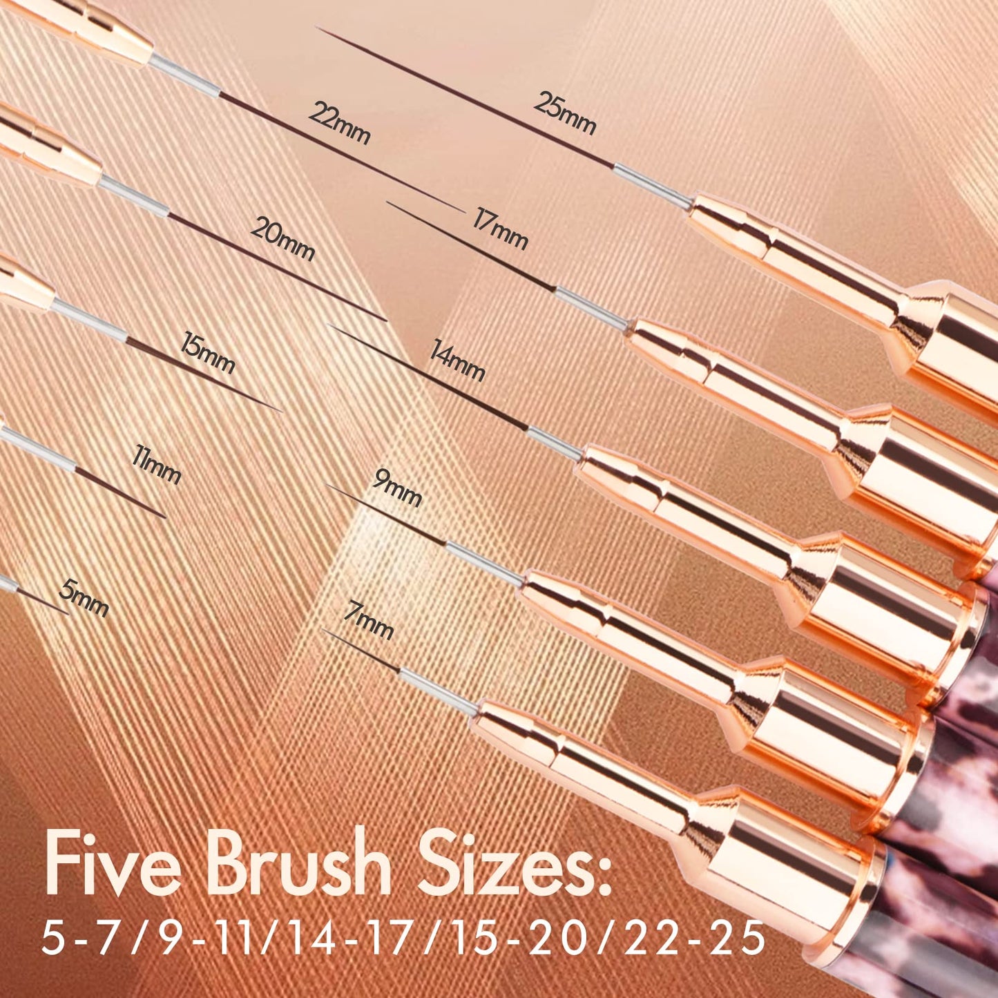 Nail Art Brushes - Double-Ended Nail Art Liner Brushes 10 Heads Striping Liner Brush Set Nail Design Brushes for Elongated Long Lines, Thin Details, Fine Drawing Nail Brushes for Nail Art, Striper Brushes Lengths 5/7/9/11/14/15/17/20/22/25mm