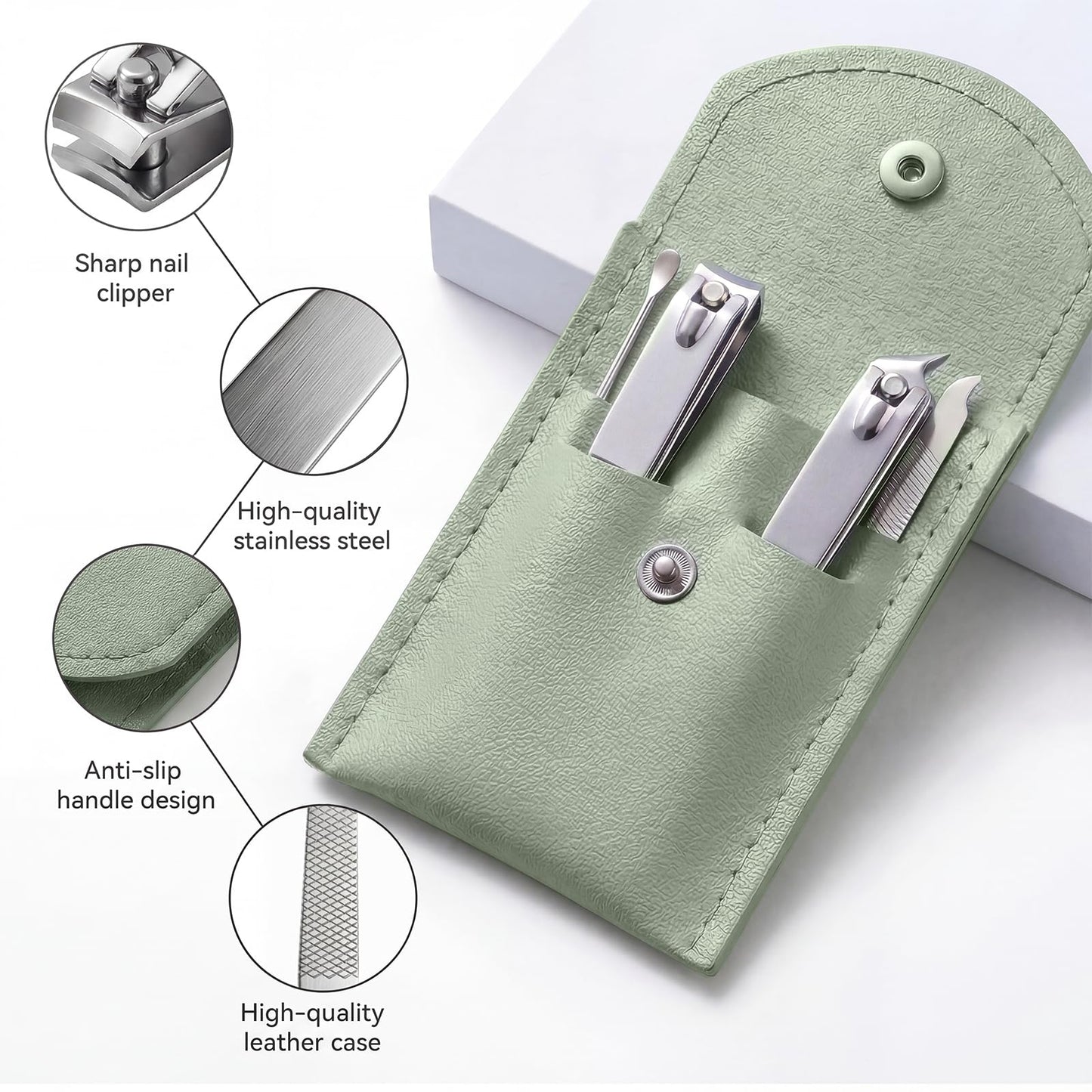 RISESAILS 20-Piece Complete Nail Care Kit, Professional Manicure Set with Stainless Steel Tools for Home Use, Travel & Gifts | Portable Nail Clipper Kit in Gleen Case(Gleen)
