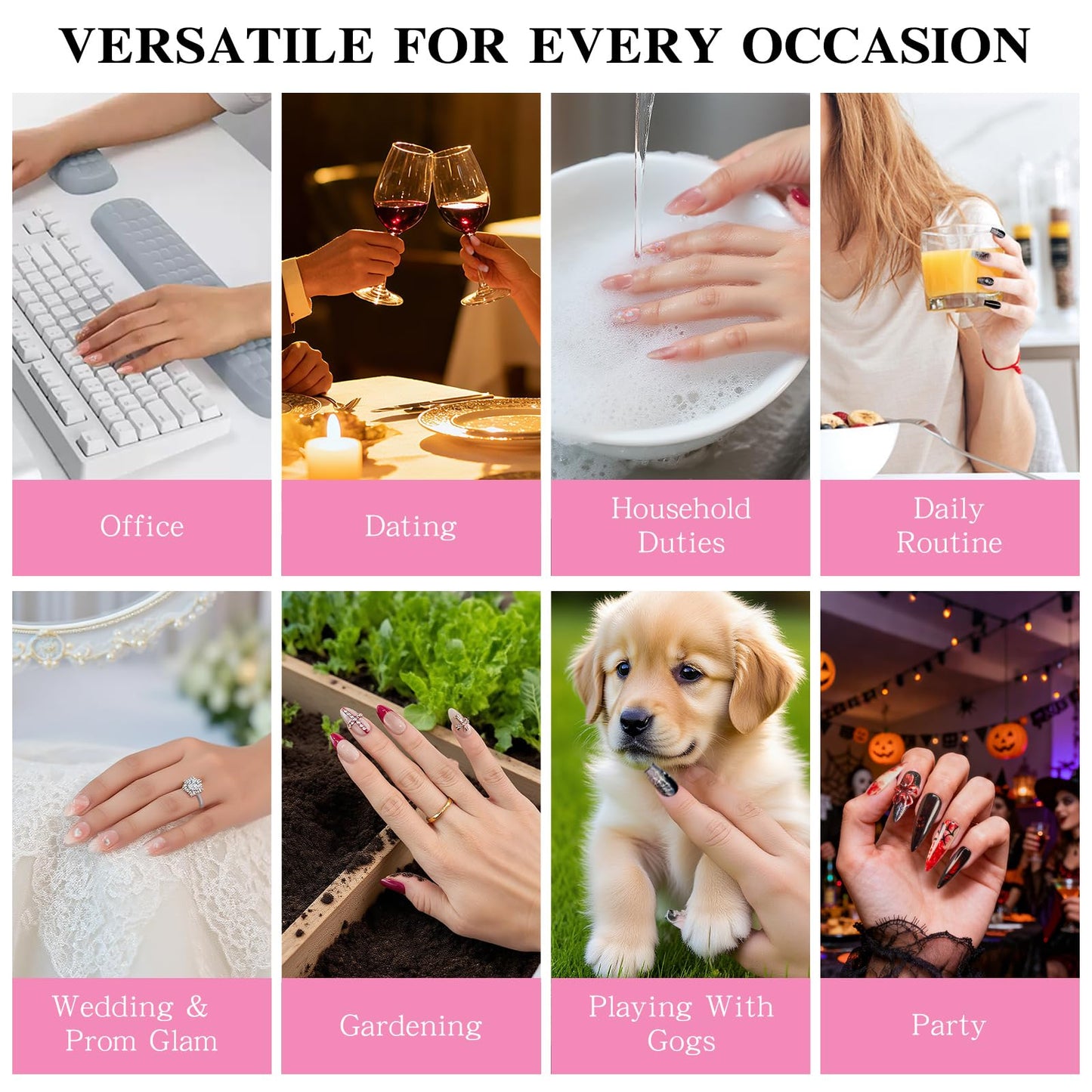 Yacey Halloween Handmade Press on Nails Medium Almond, Reusable Muti-Gel False Nails Press Ons, Horror Blood Design French Tips Thick Acrylic Fake Nails, 3D Glue on Nails for Women Girls (10 Pcs, S)