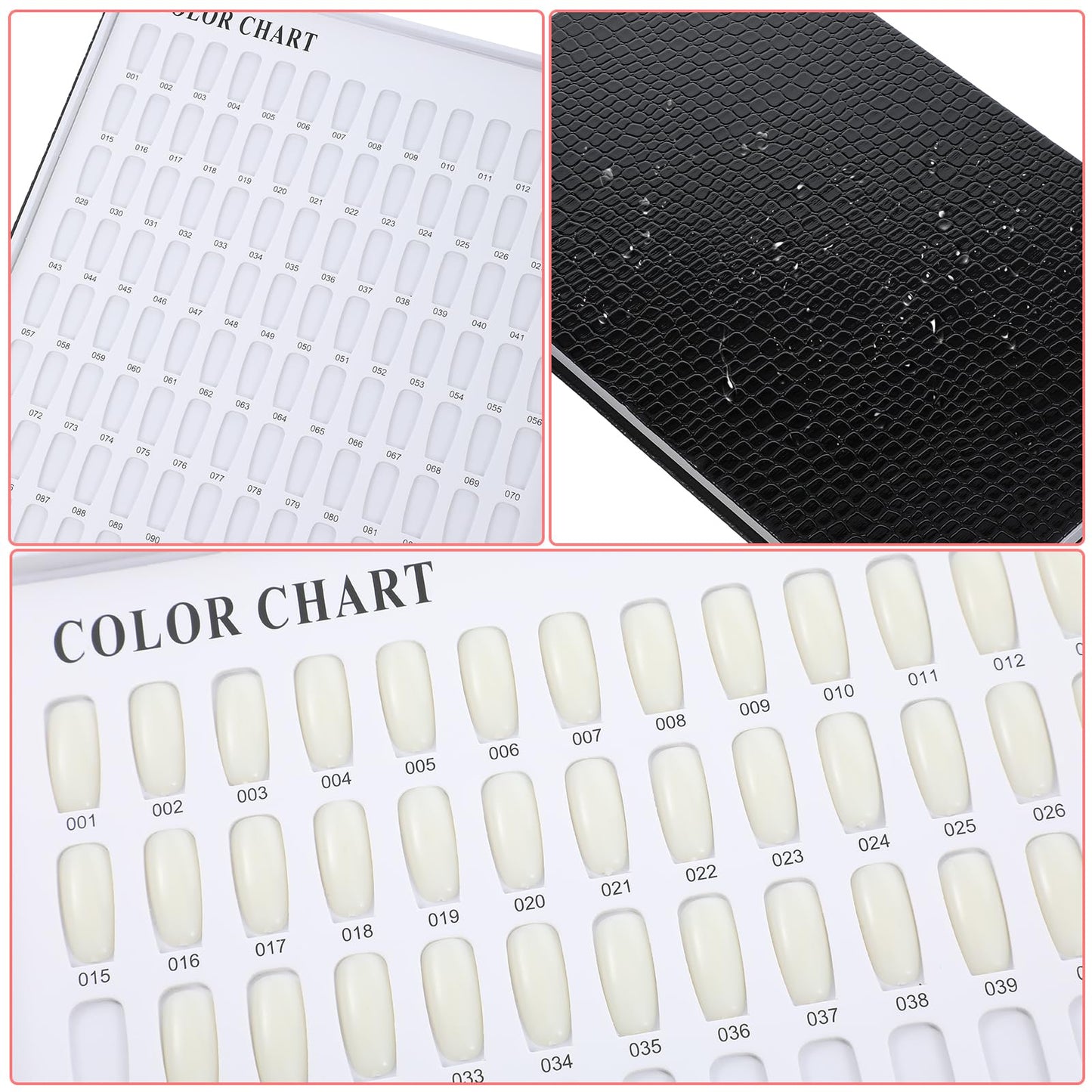 Professional 308 Nail Colors Chart, Black Polish Display Card Book, Nail-Art Salon Display Booklet, Nail Color Swatch Practice Card Design Board
