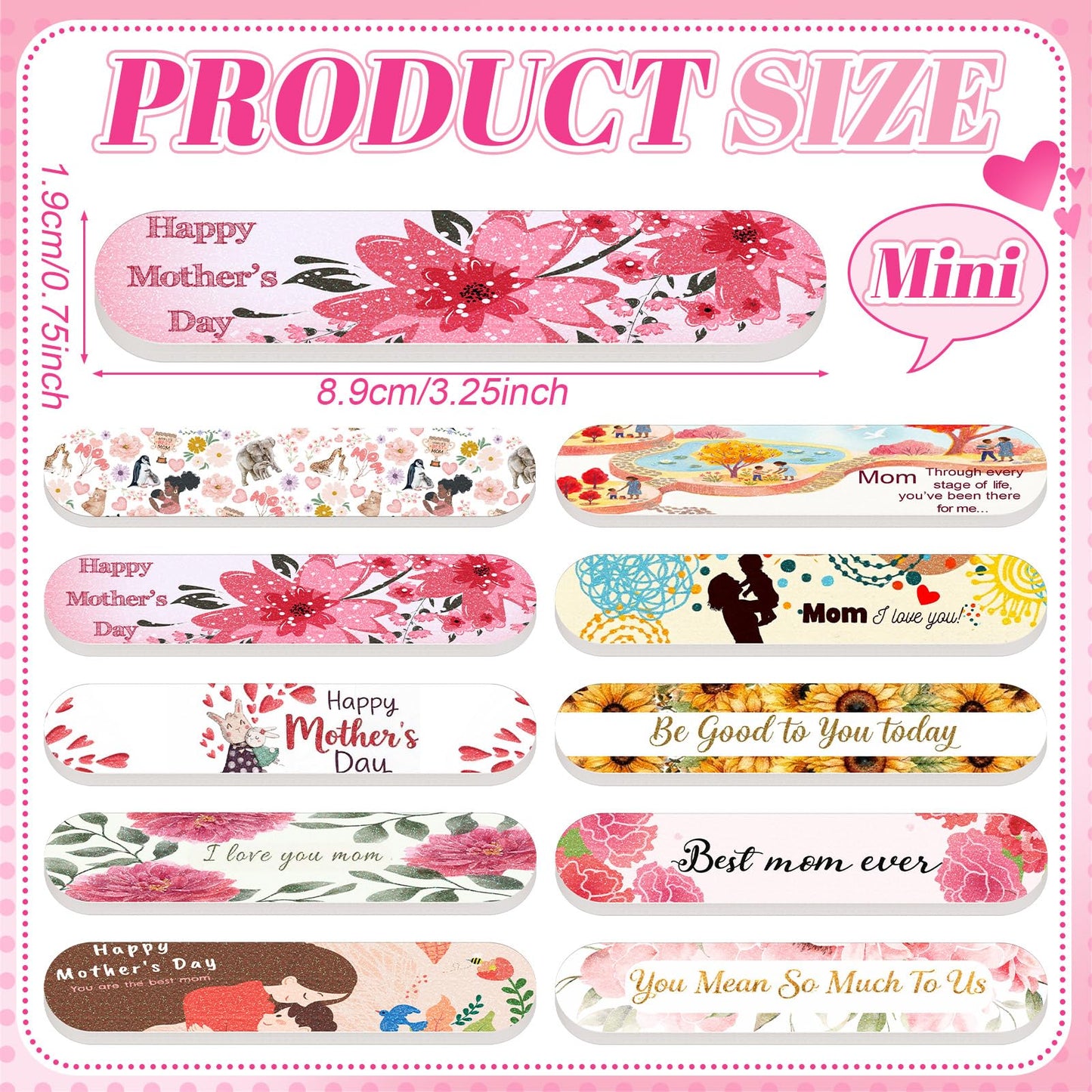 Lanties 50 Pcs Mother's Day Gifts for Women Bulk Best Mom Ever Gift Double Sided Emery Board Nail Files Manicure Tools for Mother's Day Party Supplies