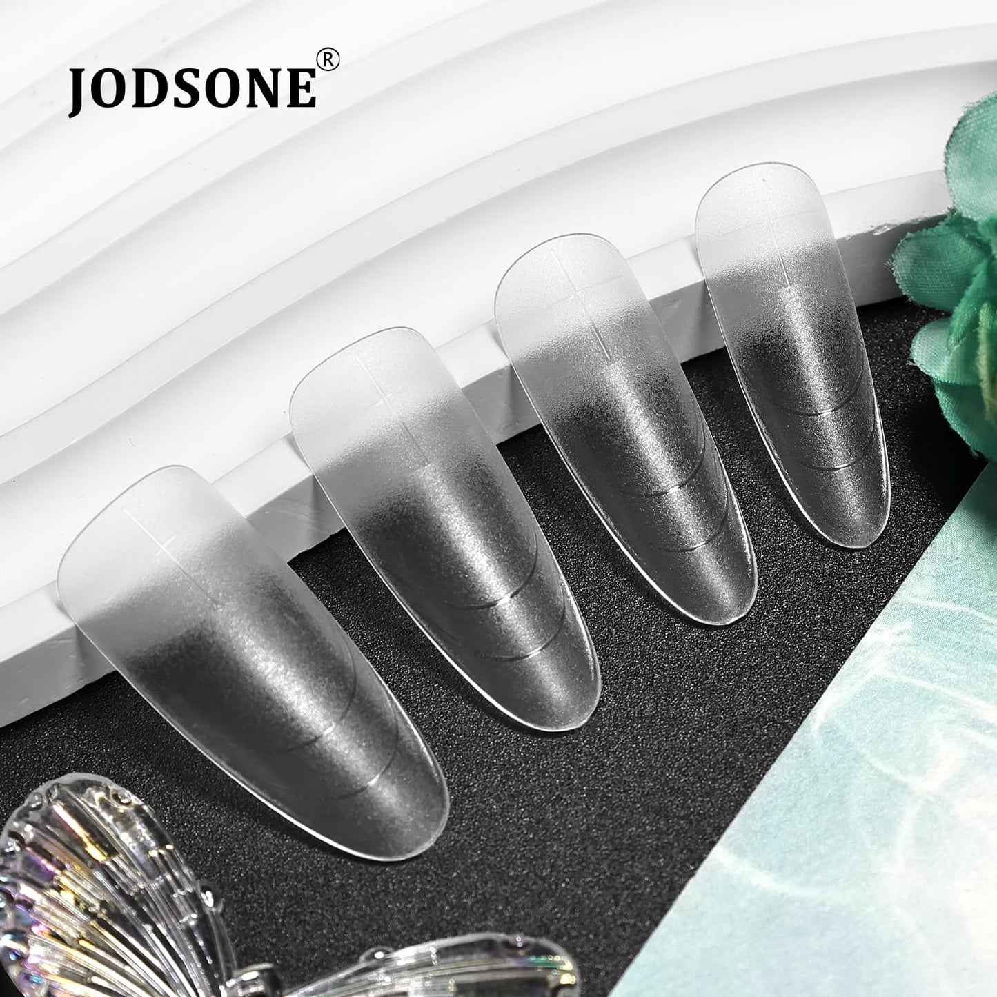 JODSONE Oval Fake Press on Nails Pre-shape Round Gel for Full Cover Acrylic Round Oval Full Nail Tips 12 Sizes 360Pcs for DIY at Home