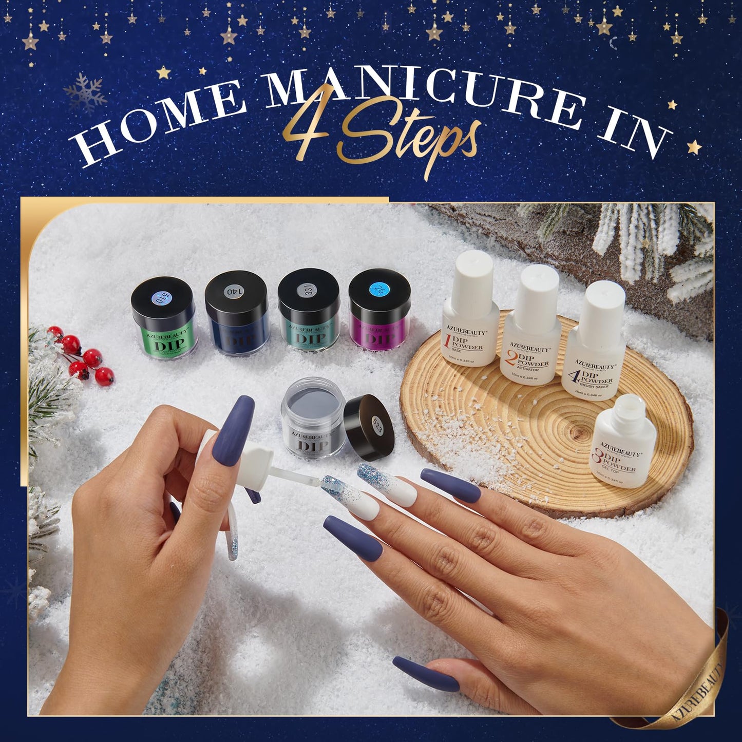 AZUREBEAUTY Dip Powder Nail Kit Starter Color Changing Glitter 20 Colors Magic Special Effect Dipping Powder Liquid Set with Base/Top Coat Activator for French Nails Manicure DIY Salon