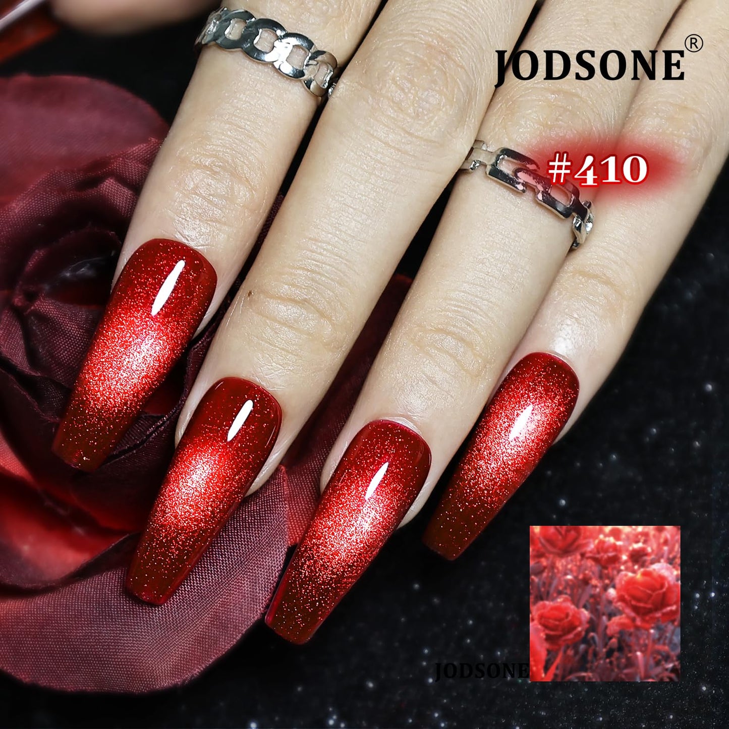 JODSONE Cat Eye Gel Nail Polish Set Limited Burgundy Red with Base Coat Top Coat & Magnet Stick Elegant Romantic Salon Nail Art Manicure Gift for Women