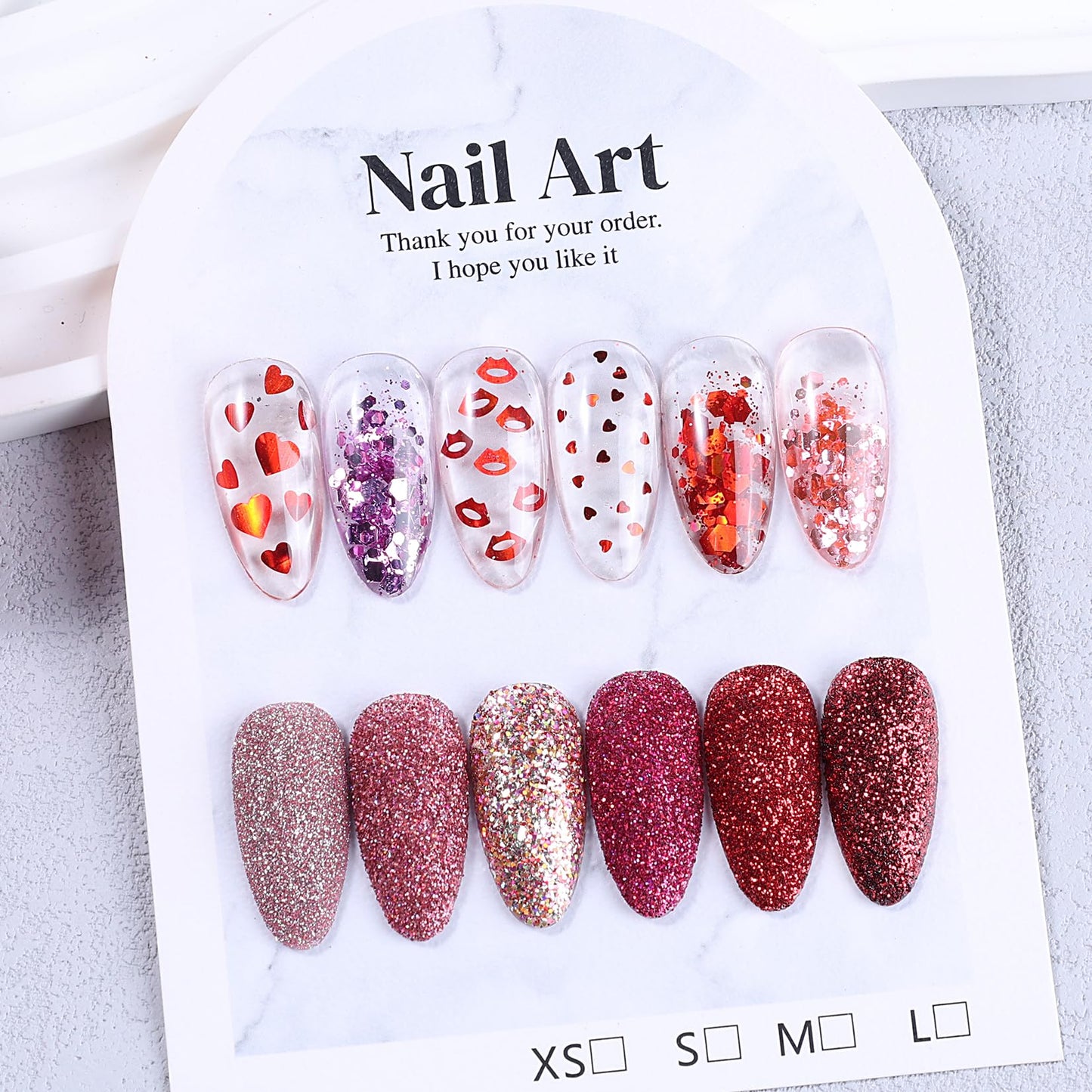 Red Pink Nail Glitter Powder 12 Boxes Cute Glitter for Nails Romantic Heart Lips Flakes for Nails Sugar Reflective Powder DIY Nail Art Decoration Wedding Valentine's Day Accessories
