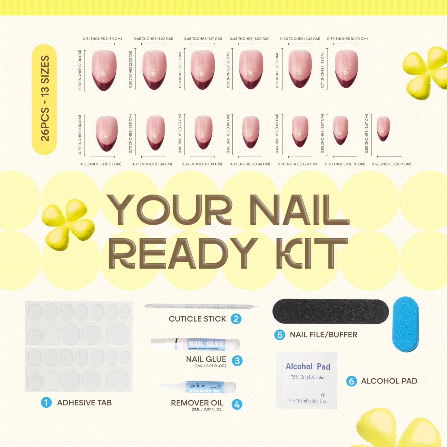 Nailique Press On Nails Short Almond – Handmade Red French Tip Cat Eye Soft Gel with Yellow Shimmer, 26pcs Reusable Nail Tips with Lamp-Curable Glue, Salon Quality Wedding Party Manicure
