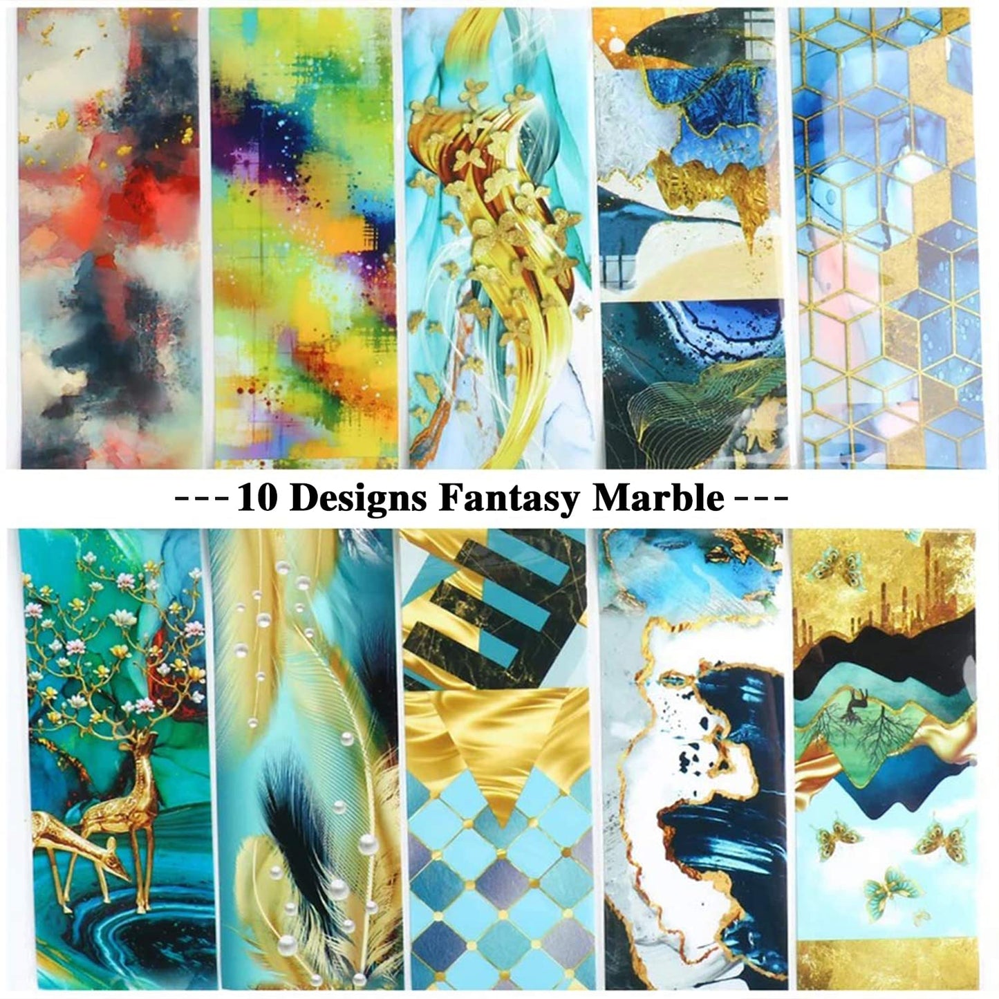 Nail Foil Transfer, DANNEASY 20 Roll Iridescent Marble Nail Foils Starry Sky Nail Stickers Holographic Nail Art Foil Transfer Rainbow Nail Design Stickers Nail Decals for Women Kids