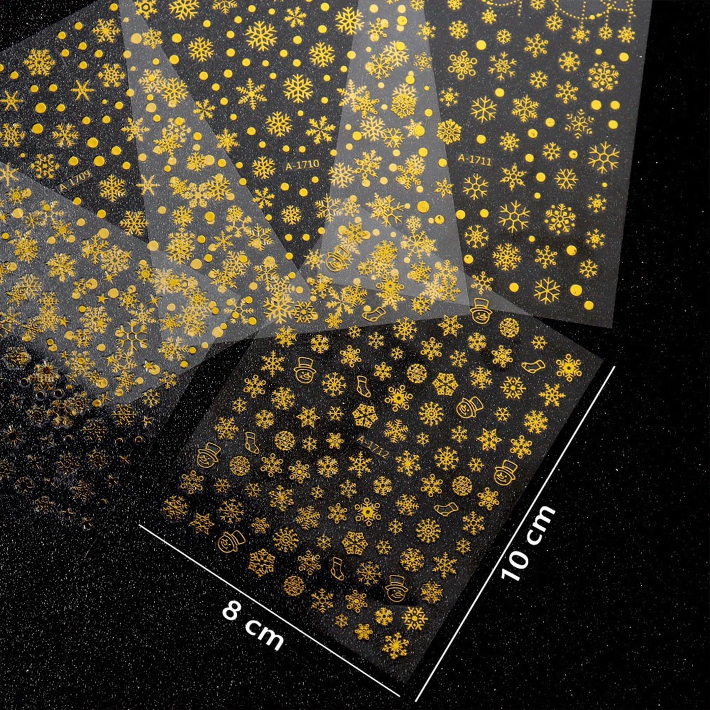 Gold Snowflake Nail Art Stickers Gold Christmas Nail Decals 3D Self-Adhesive Golden Metal Snowflake Design Nail Supplies for Women Christmas Nail Decorations