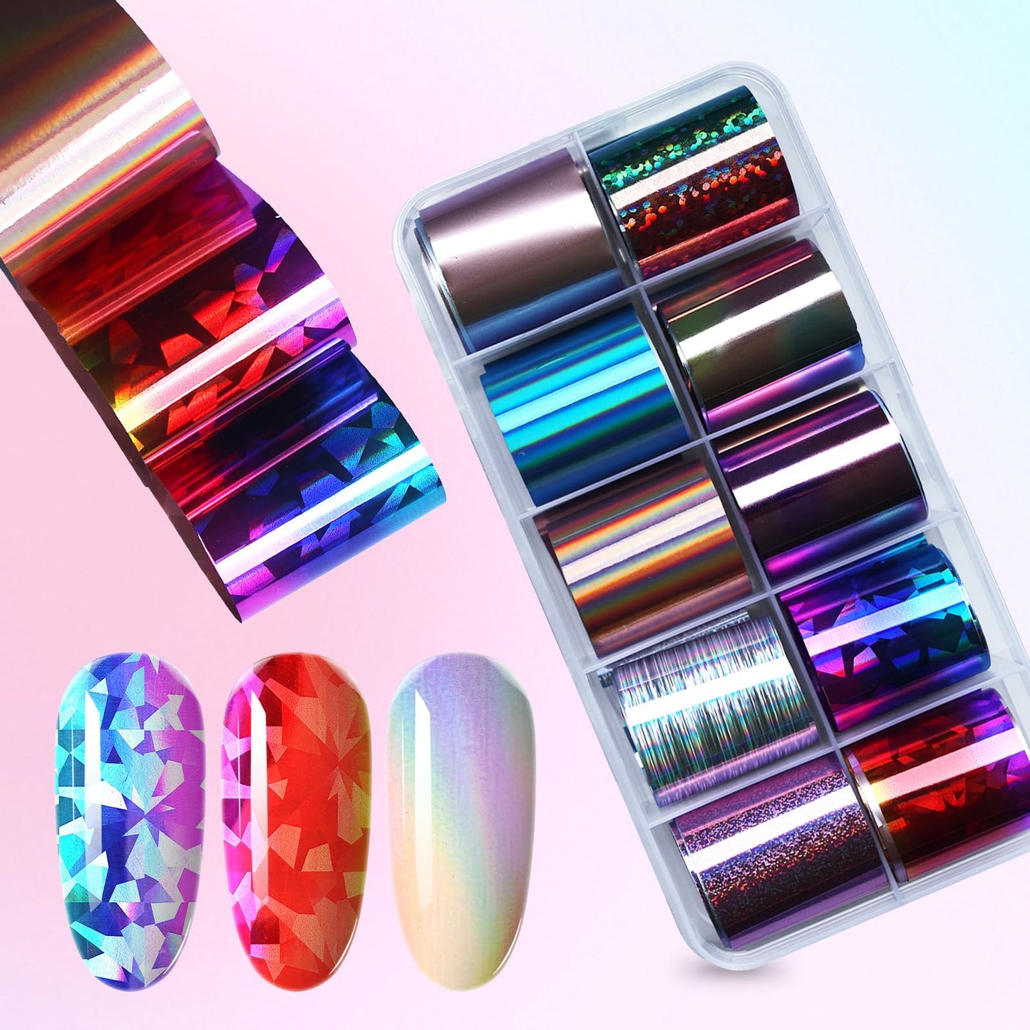 AddFavor Transfer Nail Foil Holographic Nail Art Sticker Decals Transfer Foils for Women Girls, 30 Roll