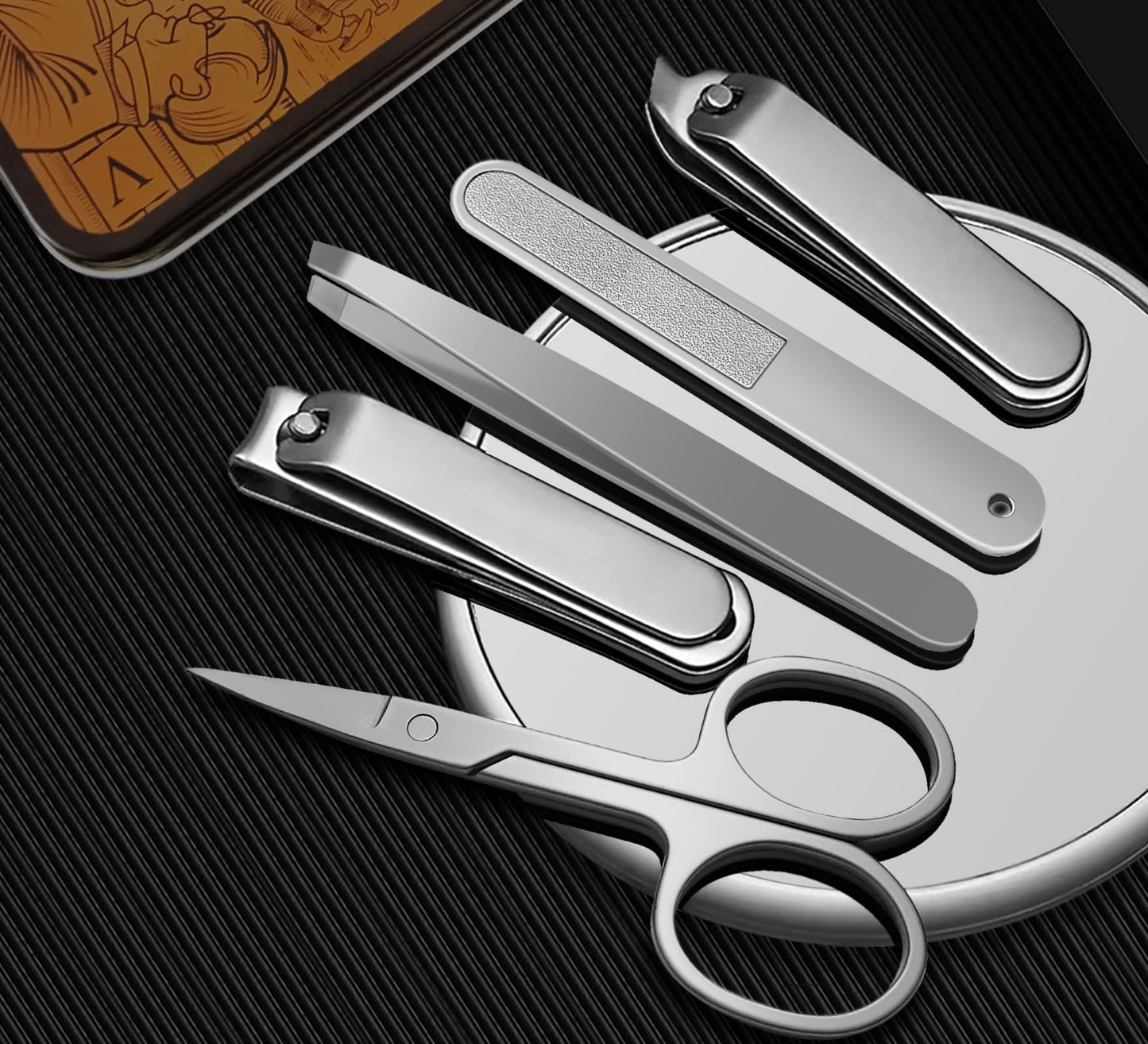 Konovo 5-Piece Nail Clippers Set, Stainless Steel Manicure Set, Travel Nail Grooming Kit for Men & Women, Toenail & Fingernail Clippers