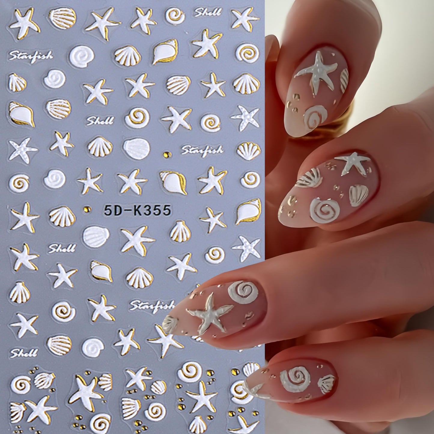 3 Sheets Summer Beach Ocean Nail Art Stickers 5D Embossed Summer Nail Decals Starfish Flower Seashell Nail Stickers Summer Sea Beach Nail Design Hawaiian Flower Nail Supplies for Women Manicure DIY
