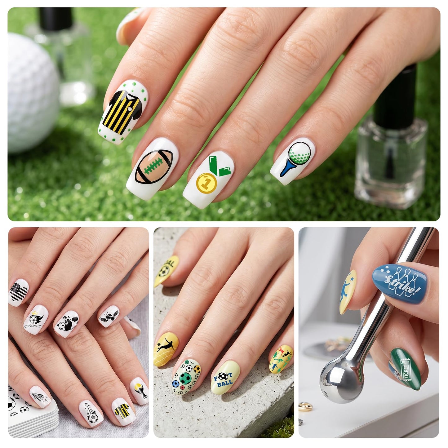 Biutee Nail Stamping Kit with 4 Soccer Nail Stamping Plates, Football Nail Stamp Set with Clear Nail Stamper & Scraper, Nail Art Stamping Plates for DIY Nail Art, Soccer Manicure & Salon Home Design