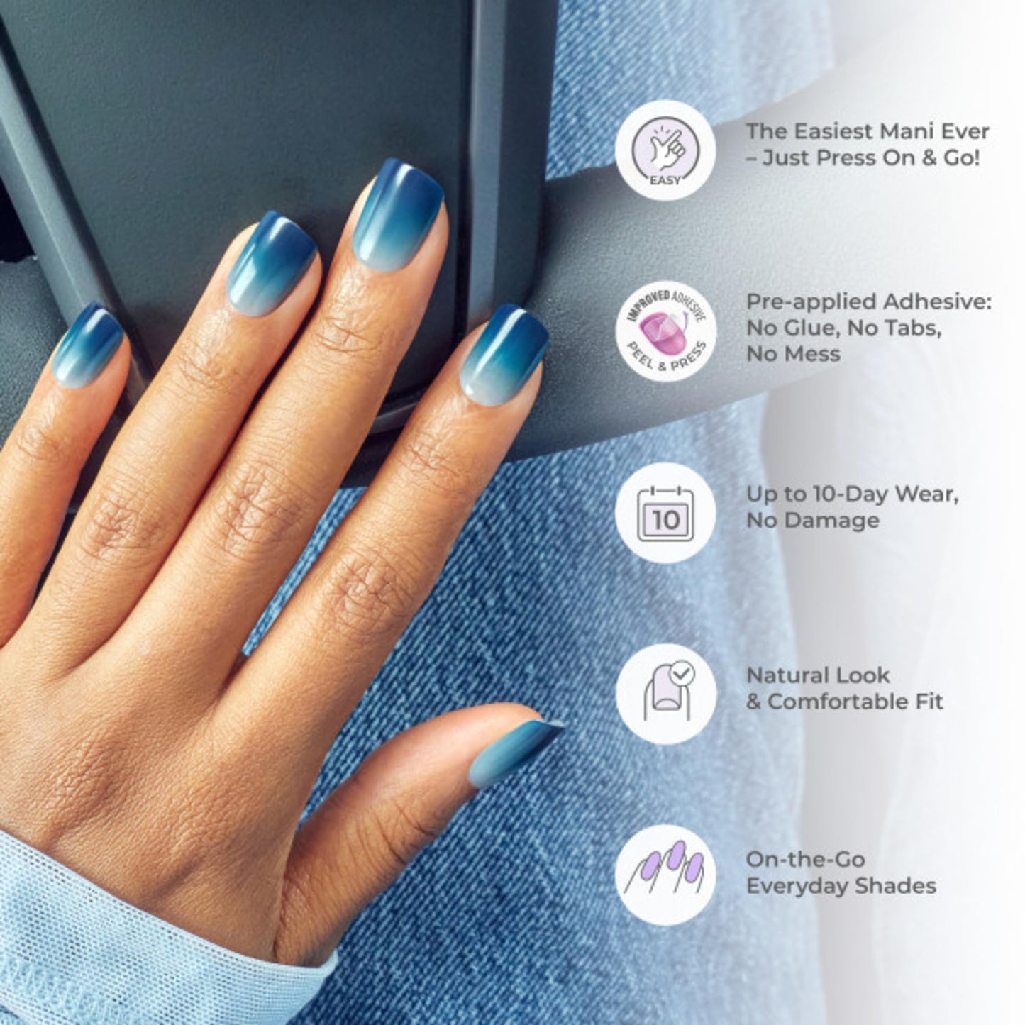 Kiss Impress Color Press-On Nails, Gel Nail Kit, PureFit Technology, Short Length, “Mint To Be”, Polish-Free Solid Color Manicure, Includes Prep Pad, Mini Nail File, Cuticle Stick, and 30 Fake Nails