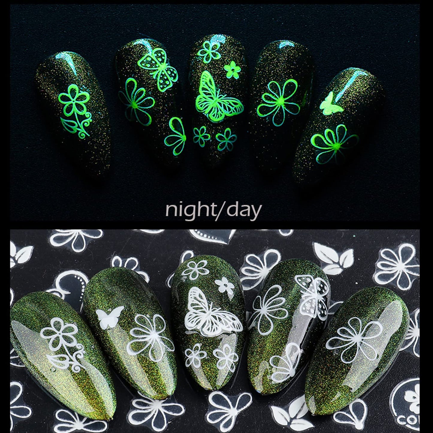 8 Sheets Luminous Nail Stickers and 8 Sheets Flame Nail Stickers