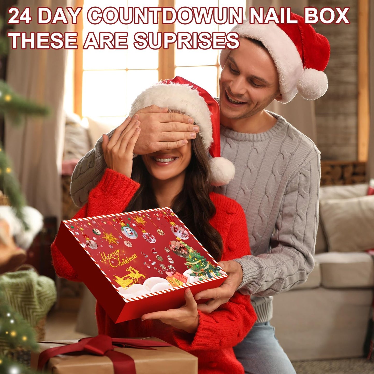 2025 Nail Advent Christmas Countdown Calendar, 24 Days Surprise Calendar Nail Art Accesseries Box for Wife Lovers Girlfriend Friends , Perfect DIY Creative Nail Decoration Box Set, DIY Nail Crafts Set advent calendar 2025