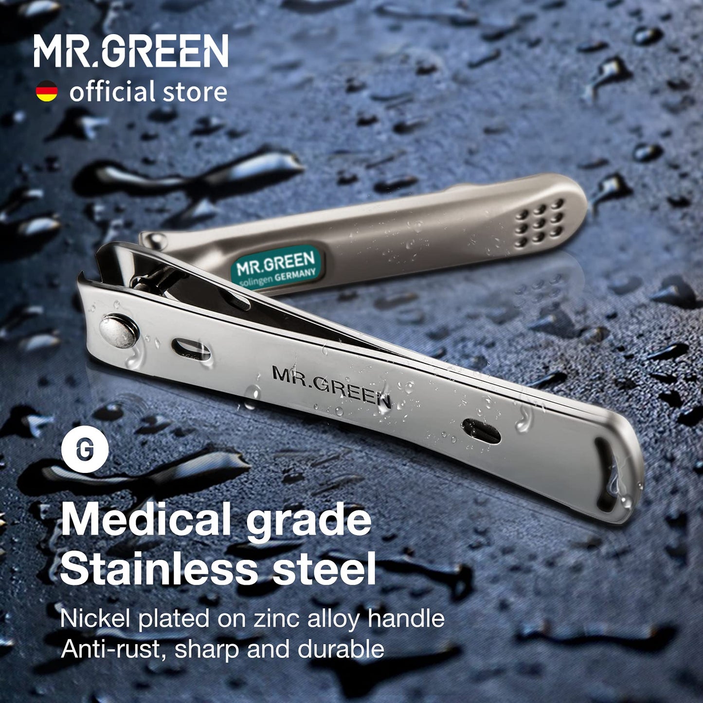 MR.GREEN Nail Clippers Curved Blades Fingernail Cut Nippers Manicure Scissors Stainless Steel Pedicure Tools (Large)