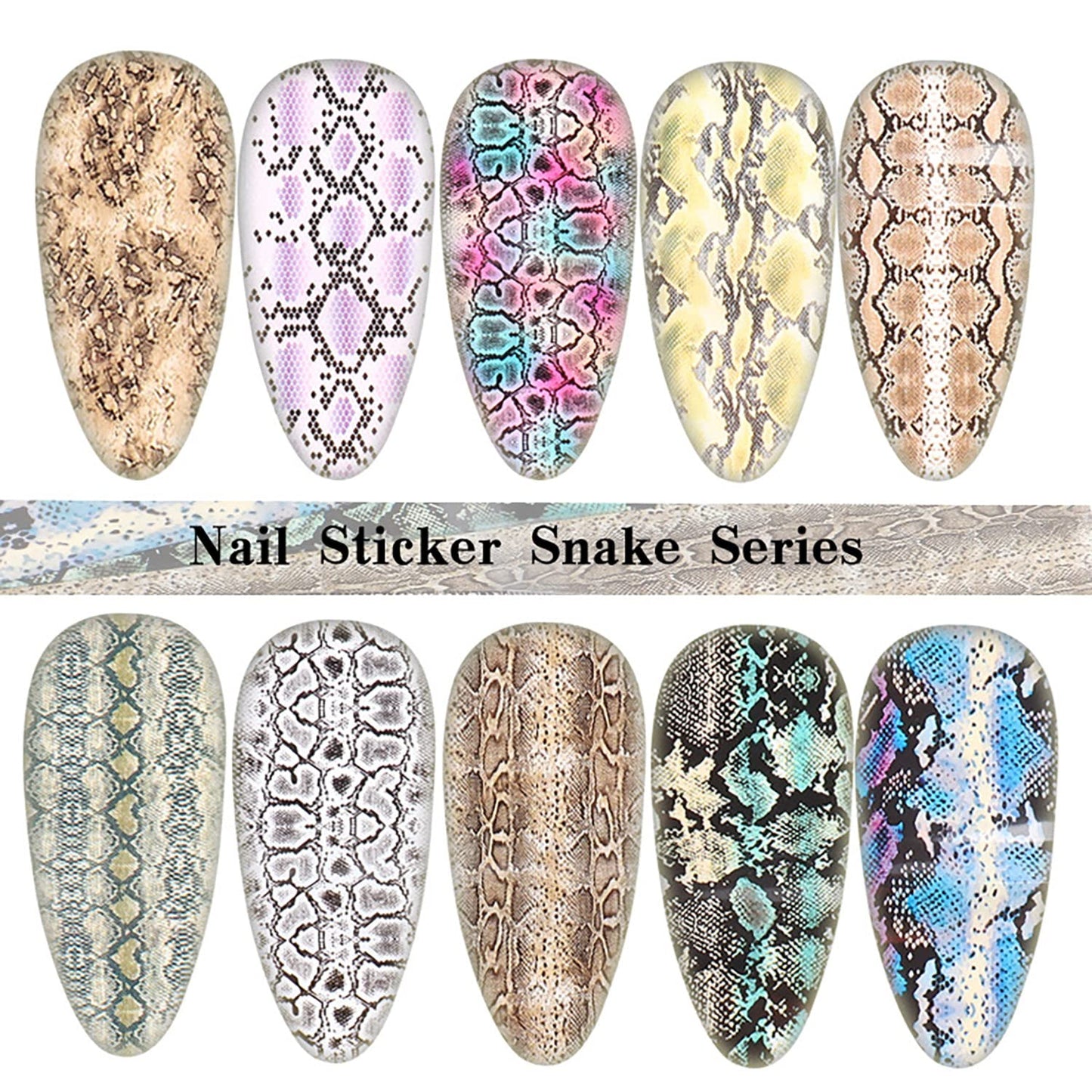 Holographic Nail Foil Stickers: Snake Print, Starry Sky Decals - Python Skin Nails Supplies for Transfer Glue Manicure