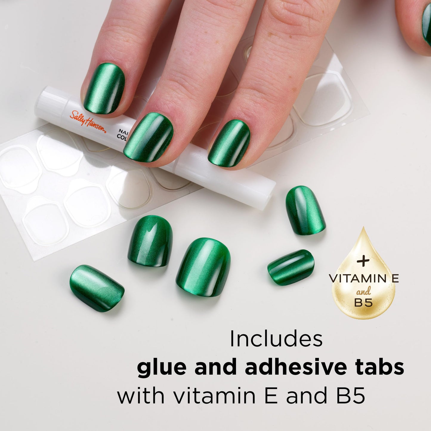 Sally Hansen Salon Effects® Perfect Manicure, À La Mode, Press On Nails, Square Shaped, Non-Damaging Adhesive Tabs, File, and Alcohol Pad Included
