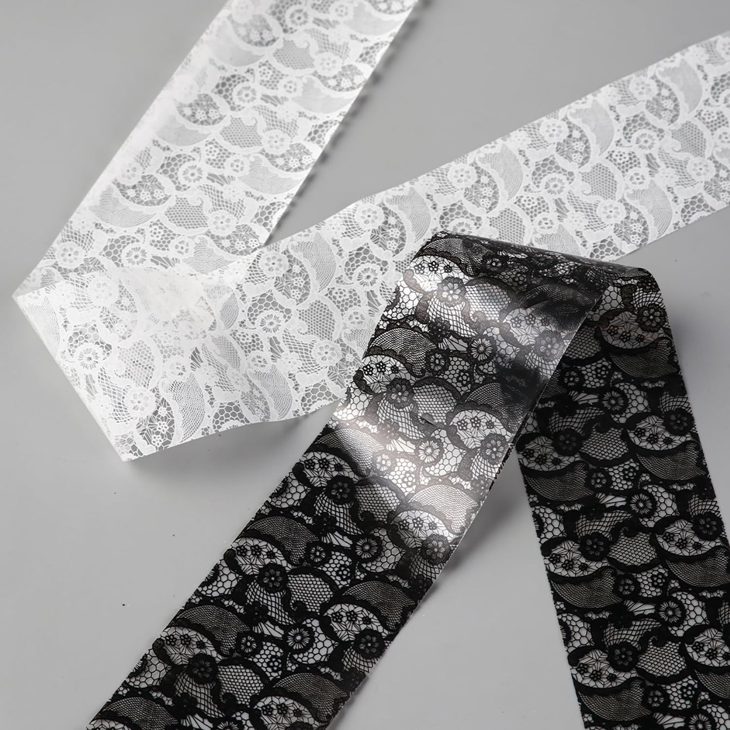 10 Sheets Lace Flower Nail Art Foil Transfer Stickers Black White Lace Nail Foils Transfer Nail Art Flowers Nail Supplies Decals Acrylic Nail Decorations for Women DIY Manicure Art Accessories
